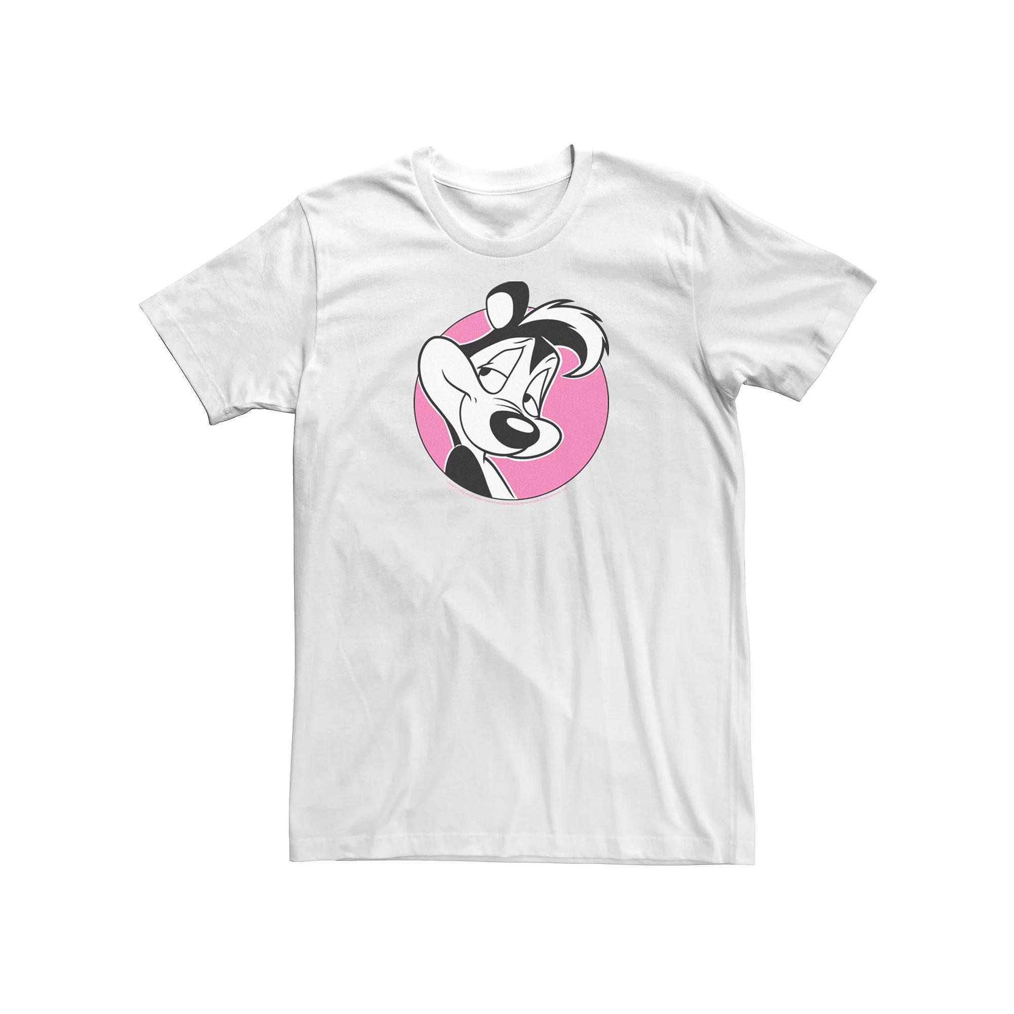 Men's Looney Tunes Pepe Le Pew Pink Circle Portrait Tee, Size: XL, White Product Image