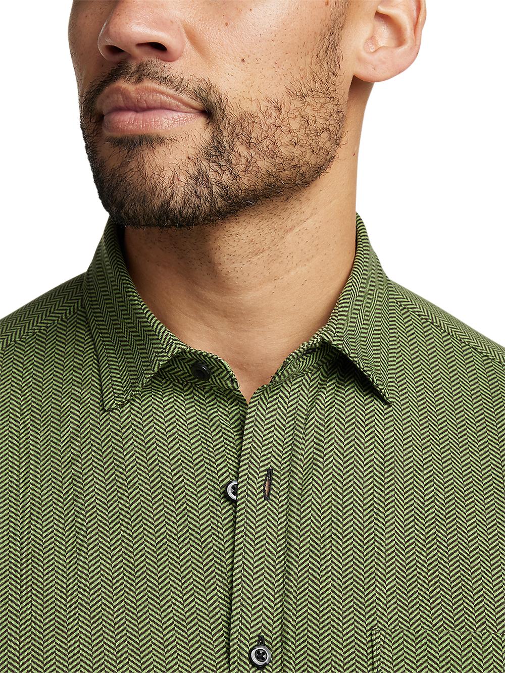 Cotton Button Front Polo - Green Product Image