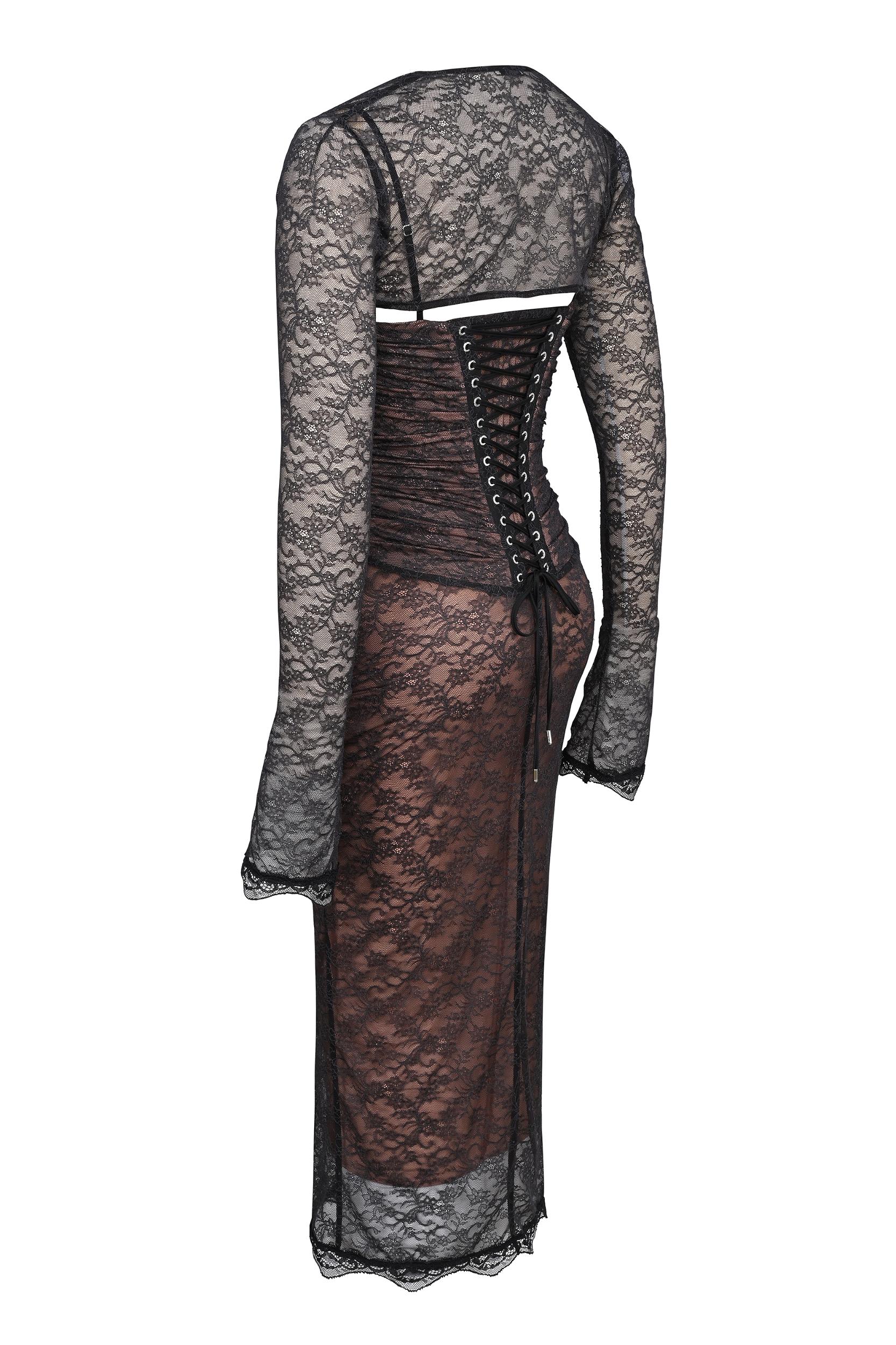 Gaia  black lace corset midi dress Product Image