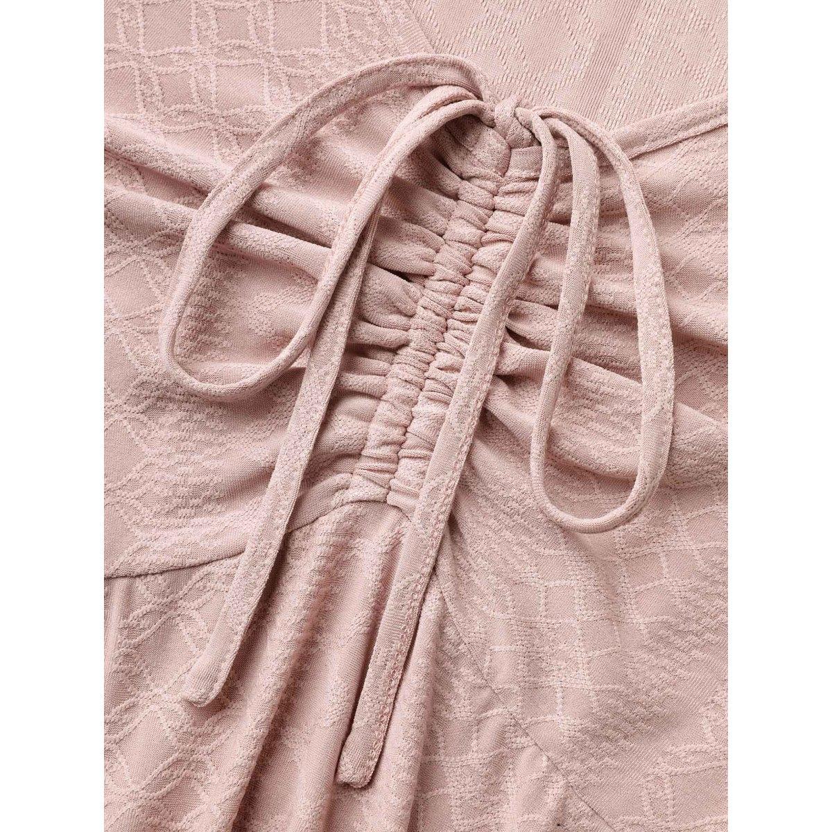 Plus Size Bust Defining Tie Textured Knit Midi Dress Dirtypink Women Elegant Texture Knit Dresses Bloomchic 10/M Product Image