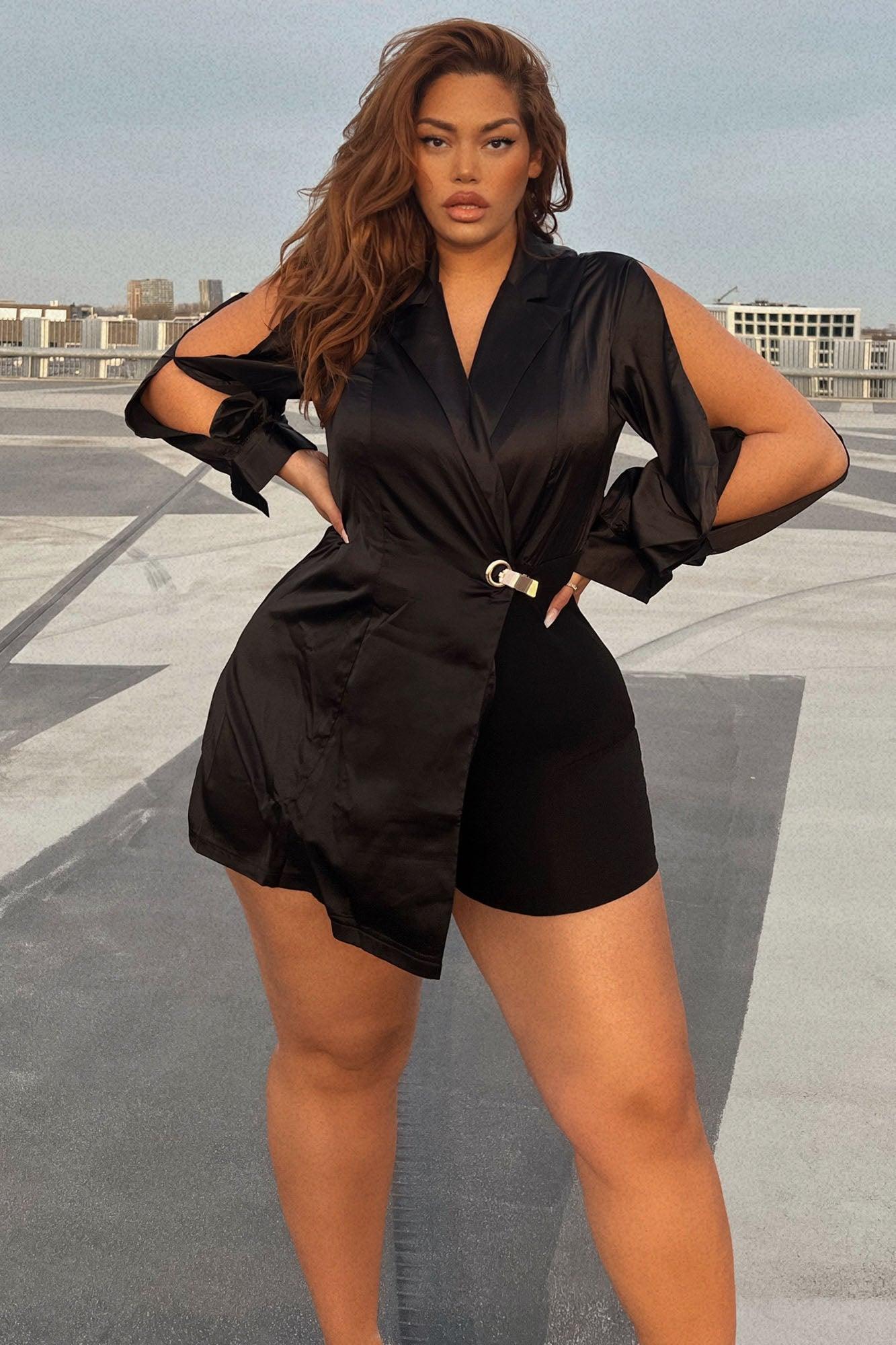 I'm In Charge Blazer Romper - Black Product Image