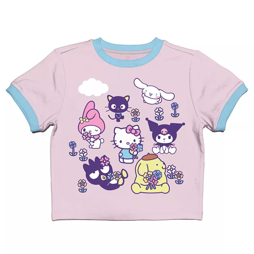 Juniors' Hello Kitty & Friends Smell the Flowers Baby Graphic Tee, Women's,  Product Image