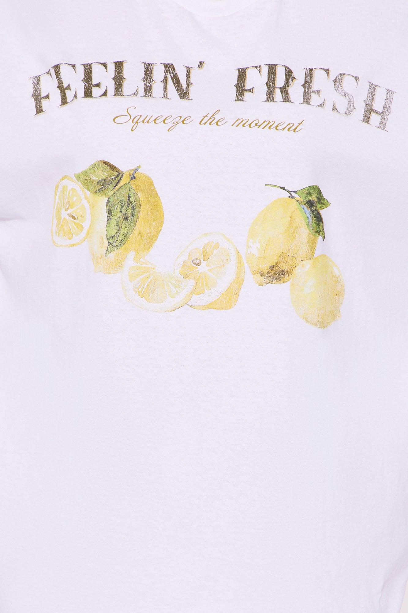 Feeling Fresh Lemonade Oversized Tee - White Product Image