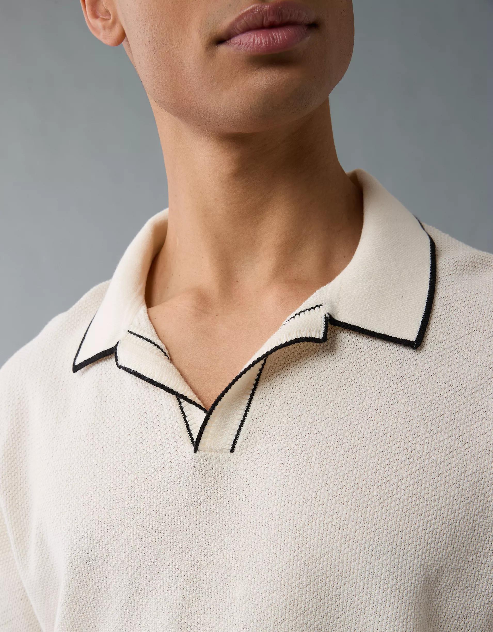 AE Weekend Tipped Sweater Polo Shirt Product Image