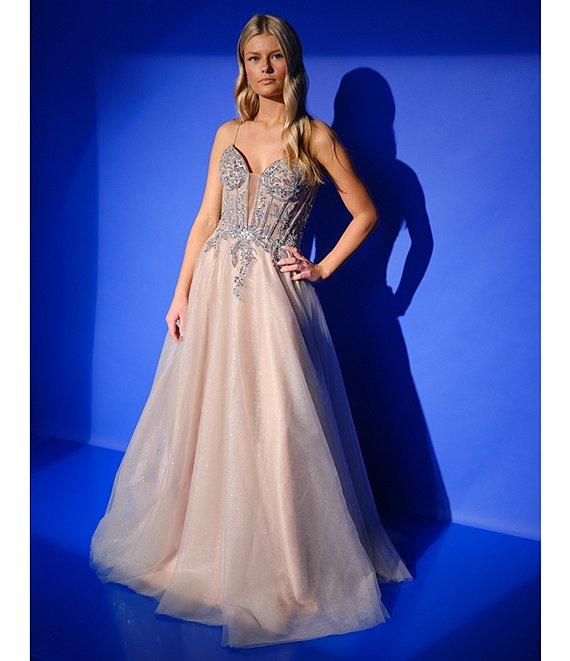 GB Beaded Tulle A-Line Gown Product Image