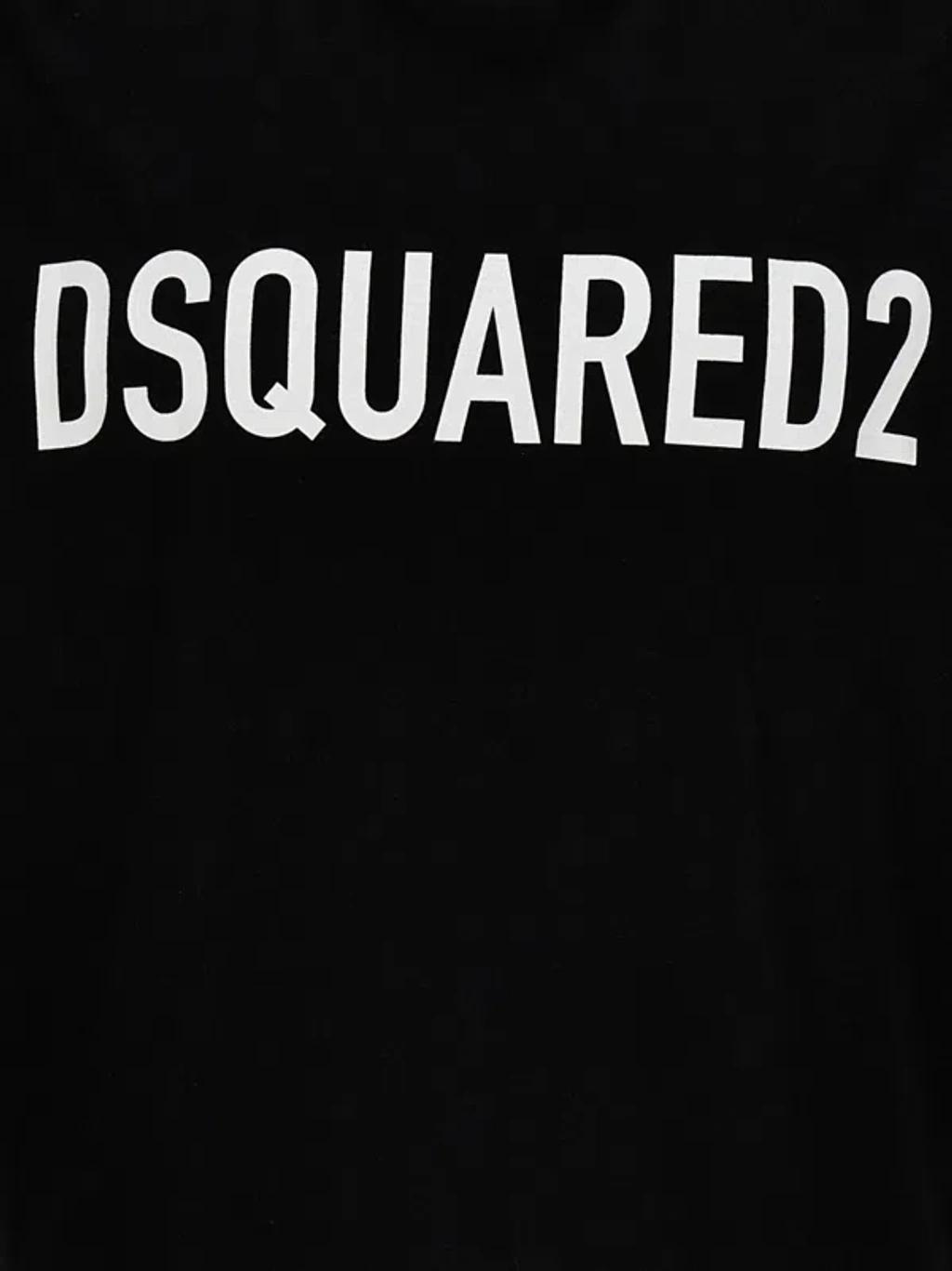 DSQUARED2 Mens Black Brand-print Crewneck Regular-fit Cotton-jersey T-shirt Product Image