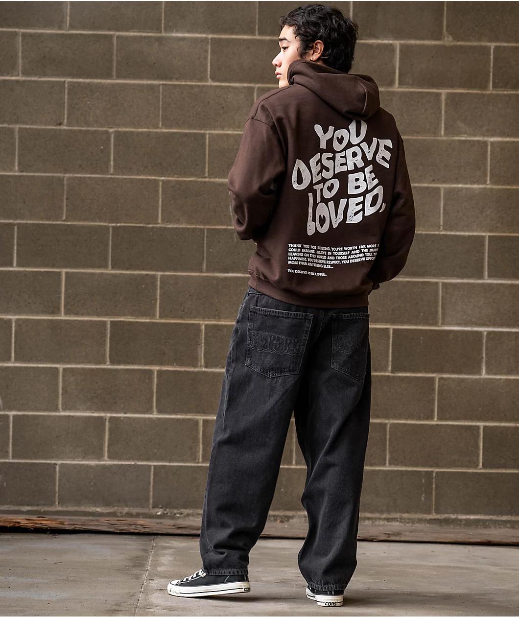 DREAM You Deserve To Be Loved Brown Hoodie Product Image