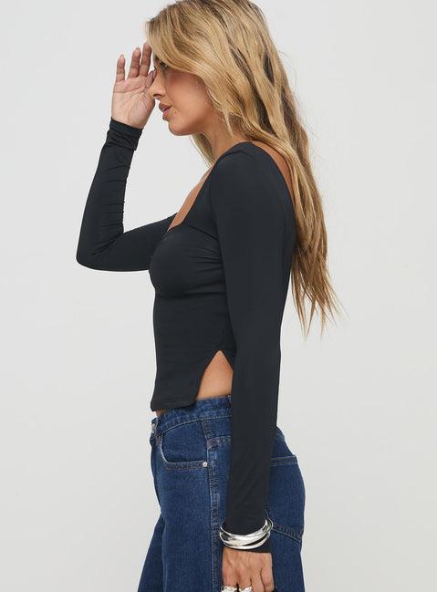 Rehna Long Sleeve Top Black Product Image