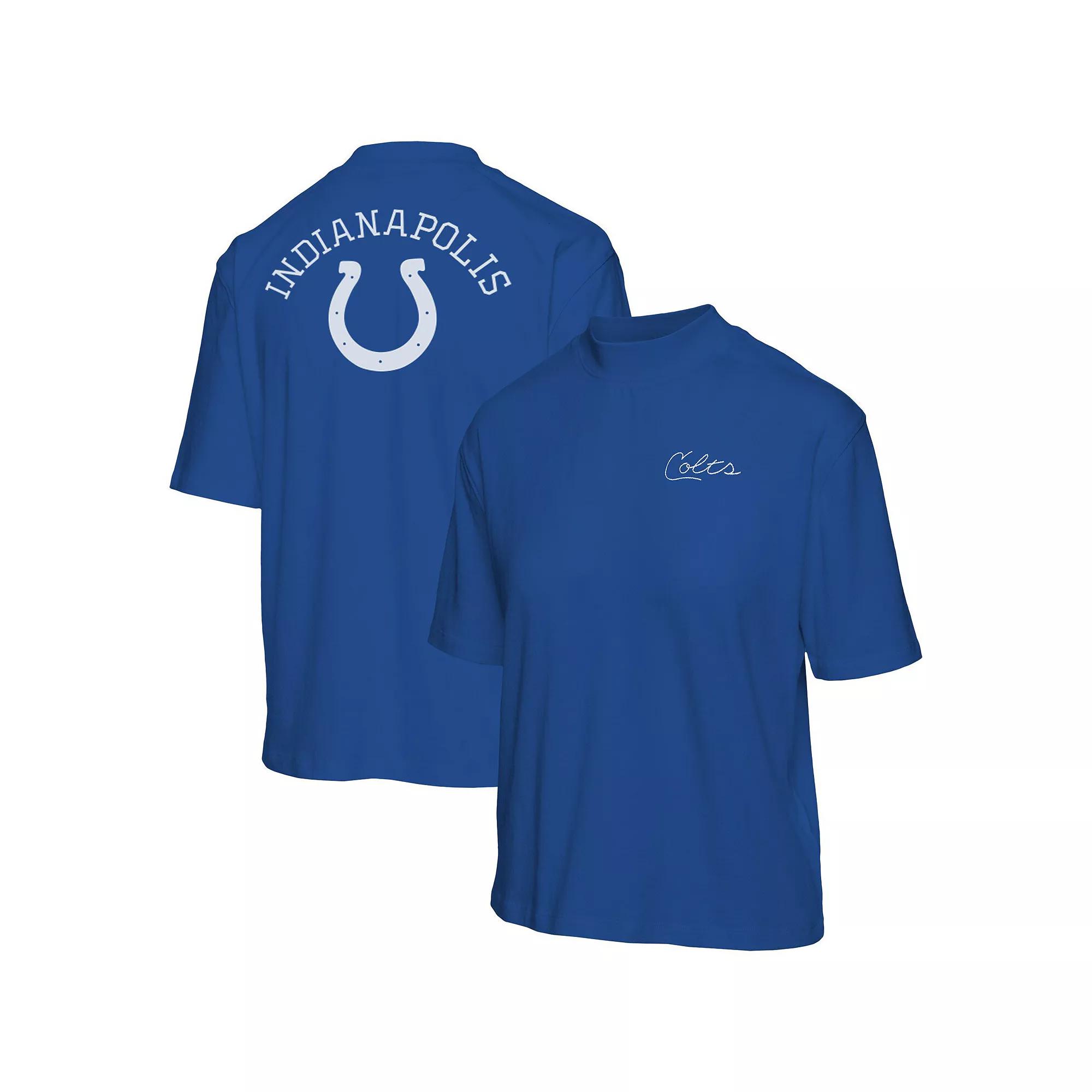 Women's Junk Food Royal Indianapolis Colts Half-Sleeve Mock Neck T-Shirt,  Product Image