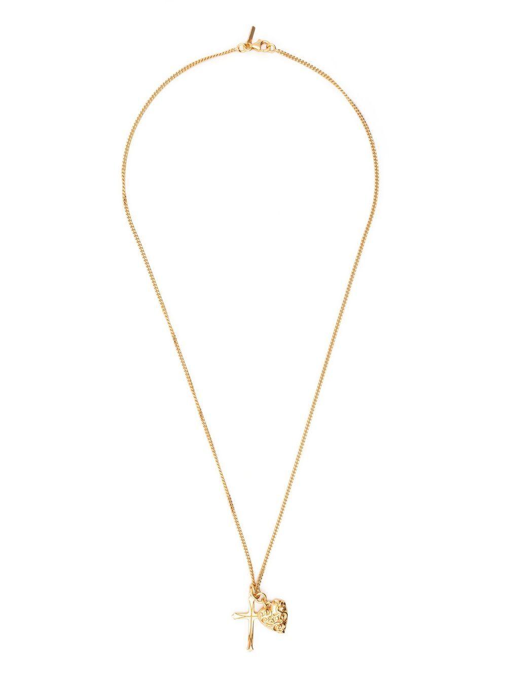 Gold Cross and arabesque heart Pendant Product Image