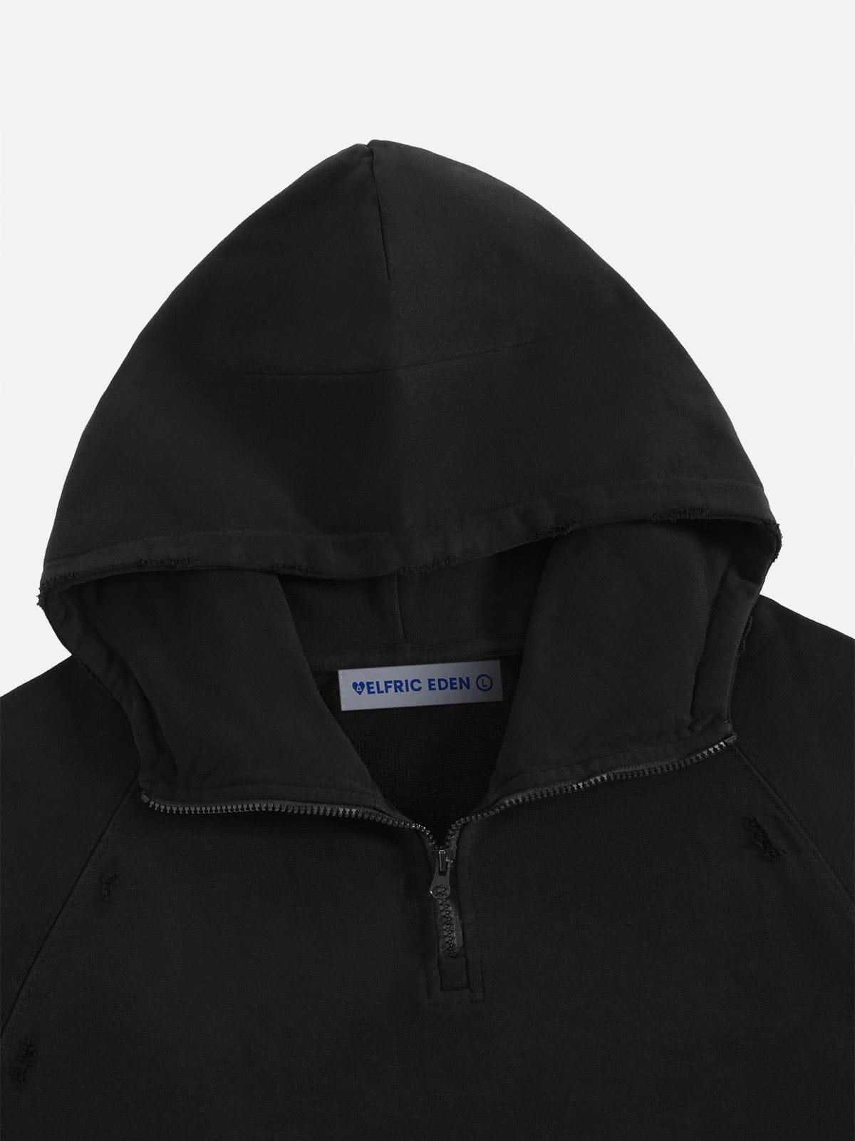 Aelfric Eden Boxy Distressed Half Zip Hoodie Product Image