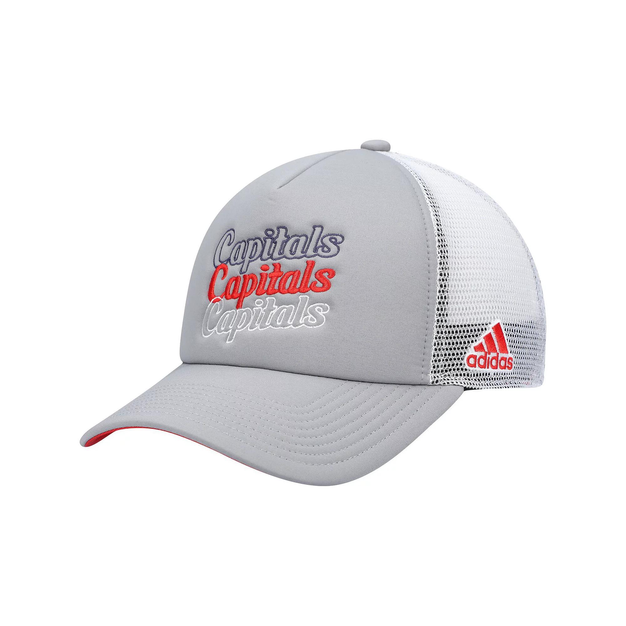 Women's adidas Gray/White Washington Capitals Foam Trucker Snapback Hat, Grey Product Image