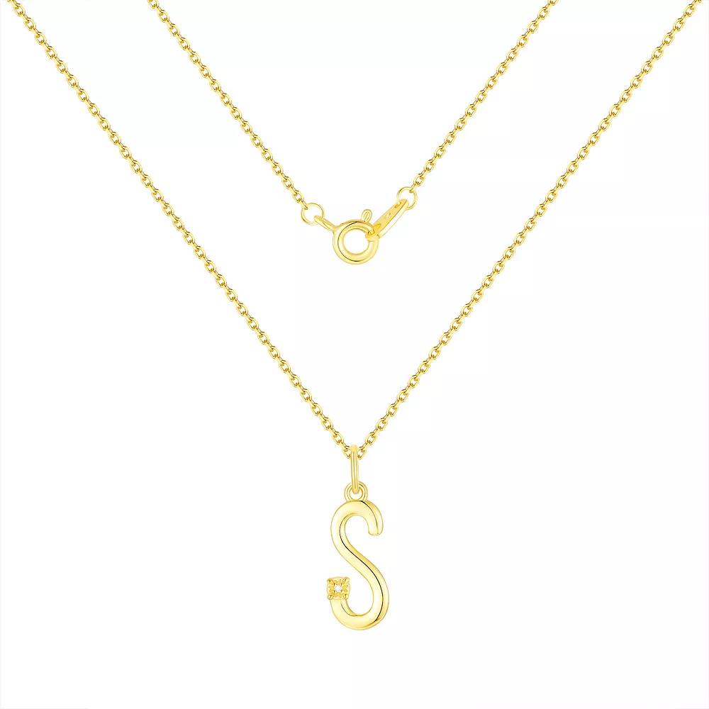Forever Radiant Diamond Accent Initial Pendant Necklace, Women's, Size: 18", Gold Tone S Product Image