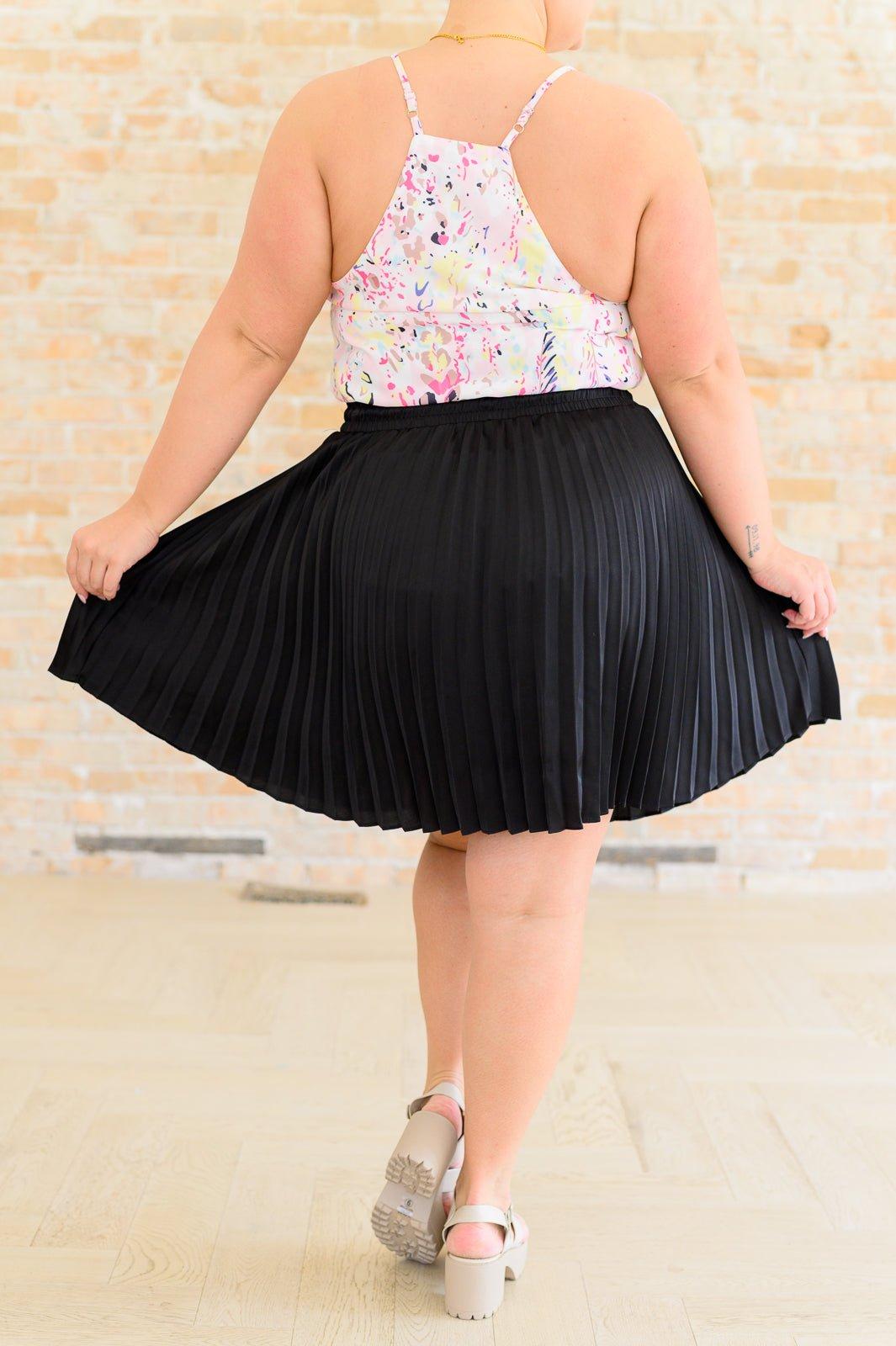 Just a Flirt Pleated Skirt in Black Product Image