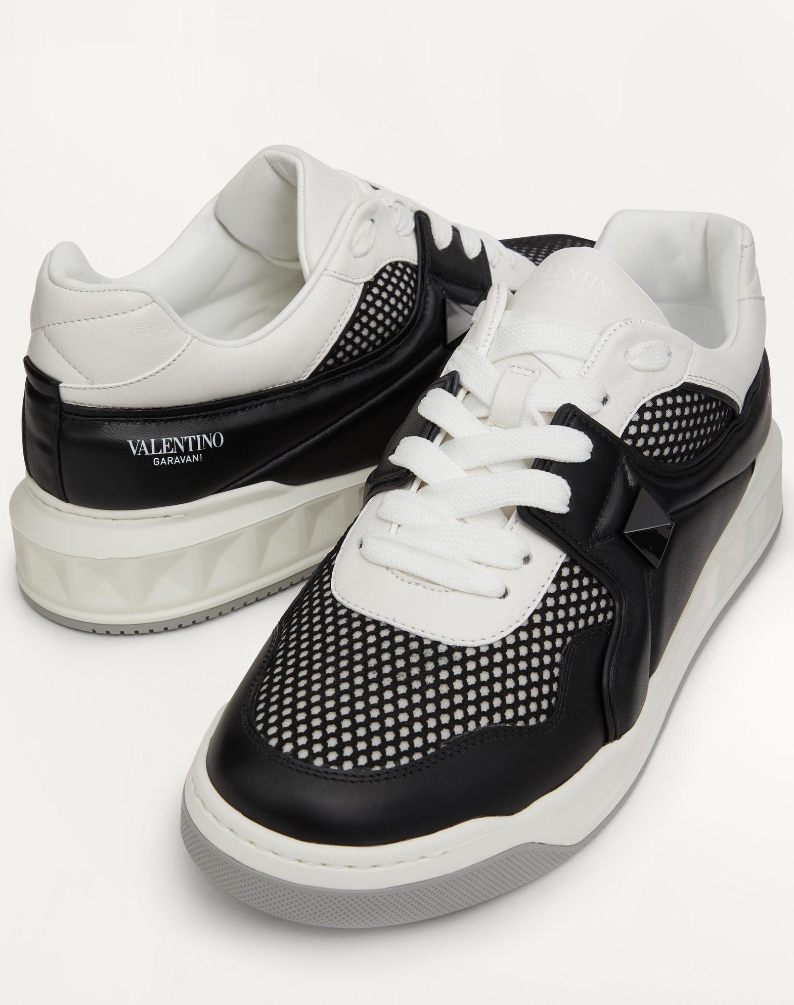 One Stud Low-Top Mesh And Nappa Leather Sneaker Product Image