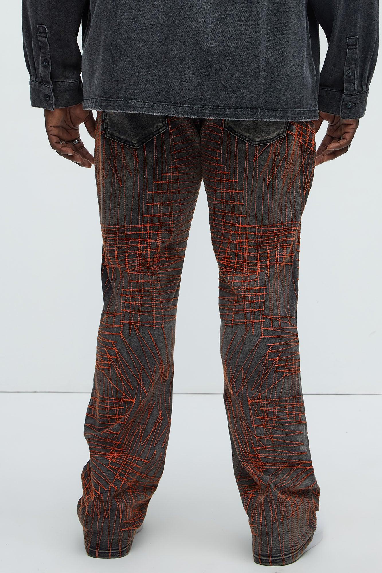 Stacked Skinny Flare Rebel With The Thread Contrast Stitch Jeans - Black Wash Product Image