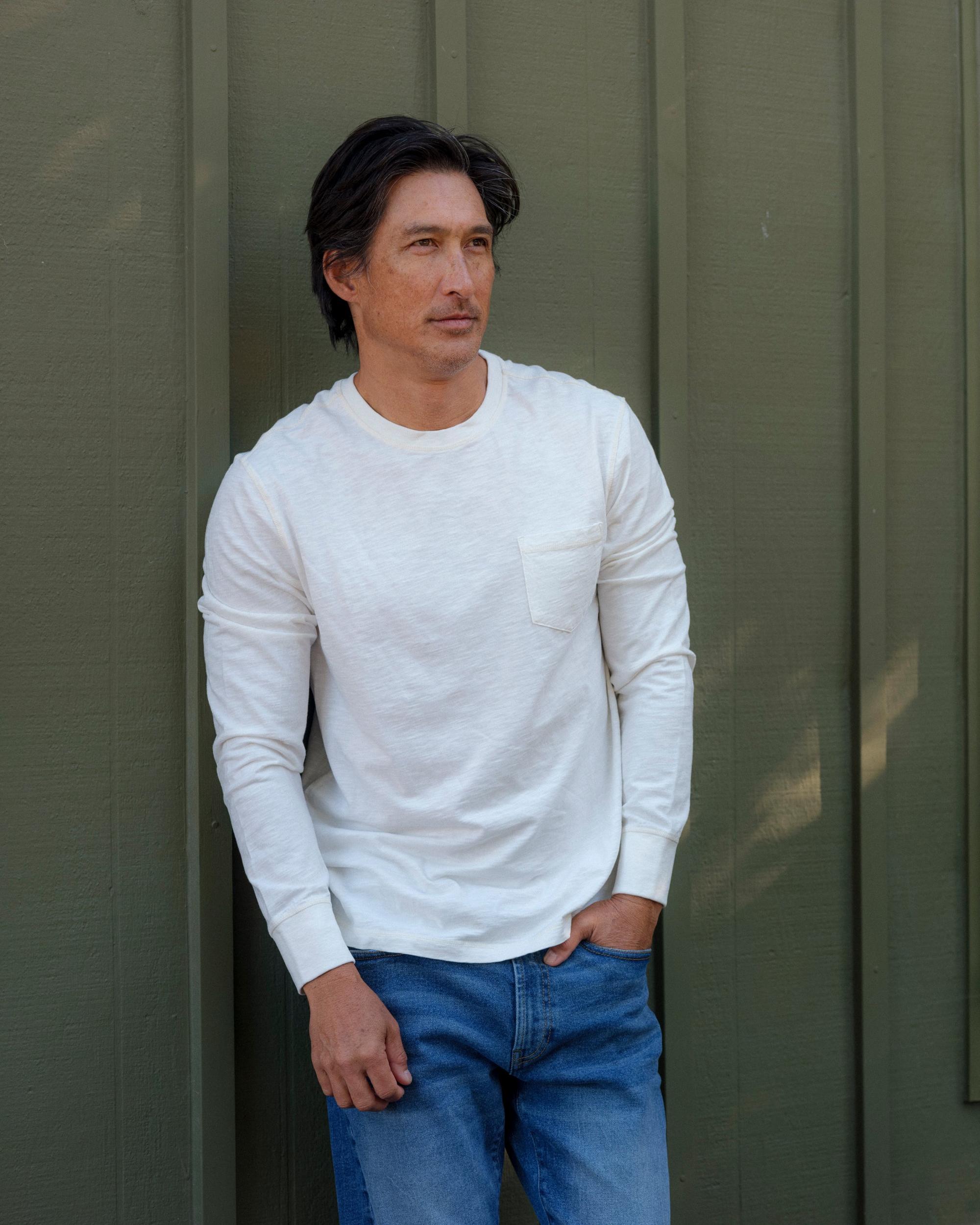 Hewitt Garment Dyed Pocket Tee - White Product Image