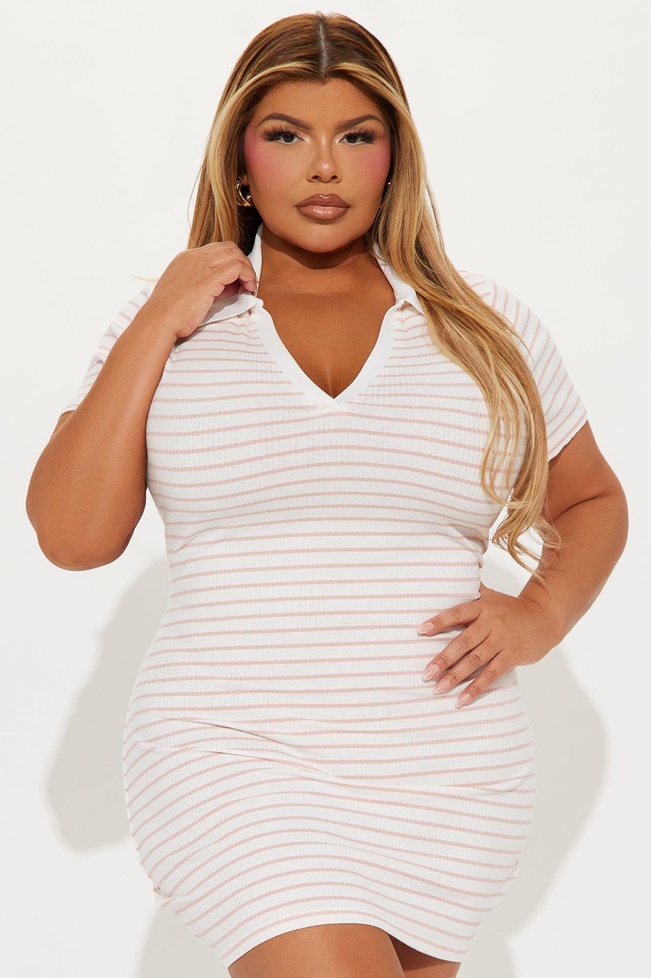 Zoey Striped Mini Dress - White/Pink Product Image