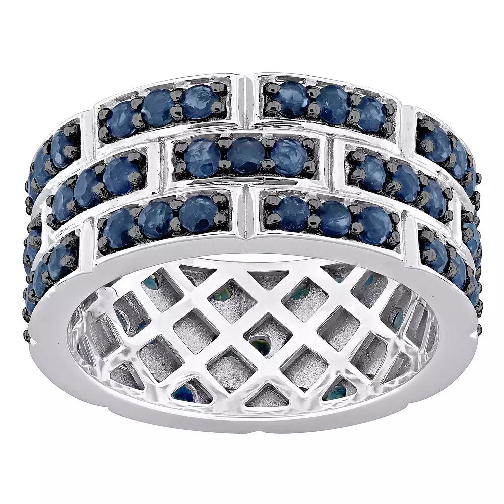 Stella Grace 14k White Gold Blue Sapphire Triple Band Ring, Women's,  Product Image