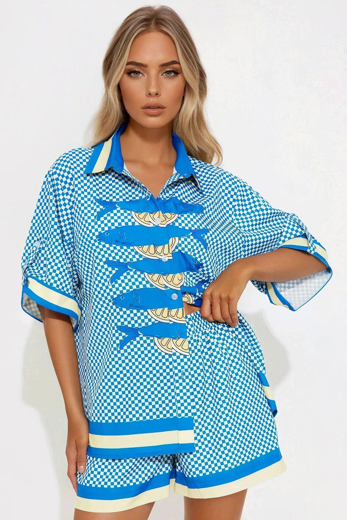 Tidal Treasures Short Set - Royal/combo Product Image