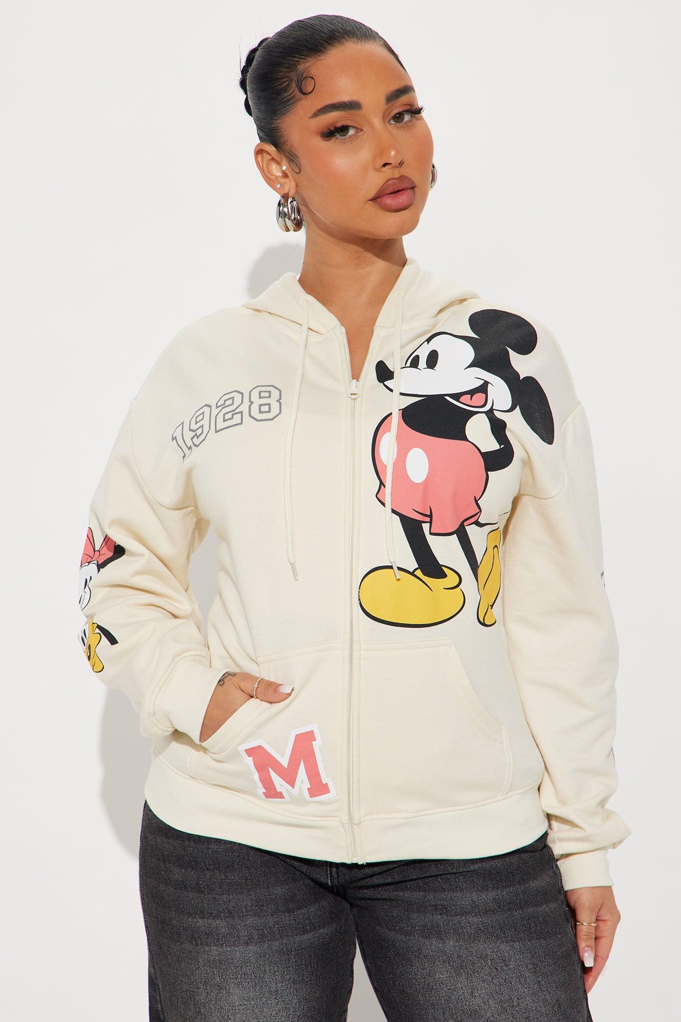 Mickey Mouse Zip Front Hoodie - Ivory Product Image