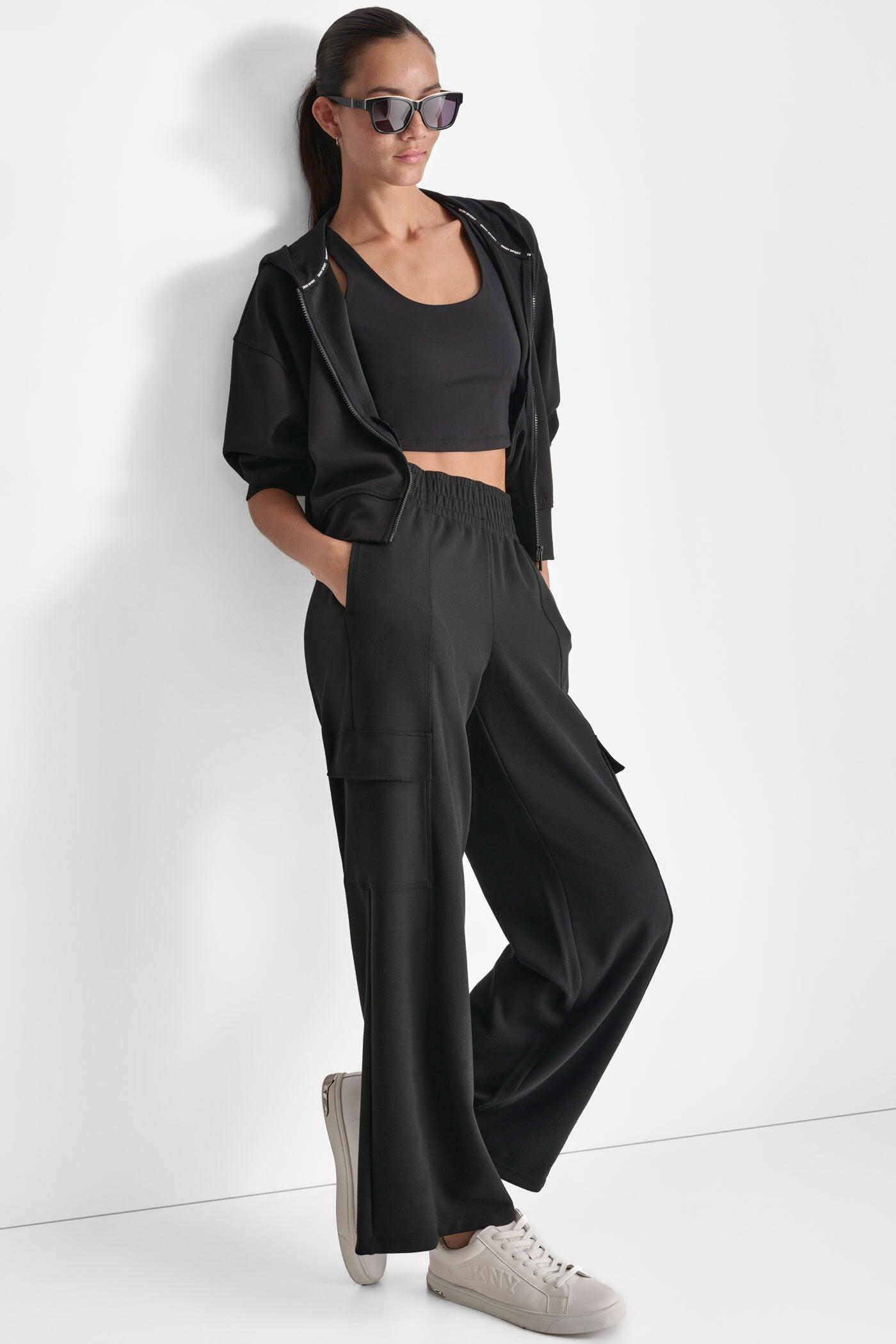 HIGH RISE SEAMED WIDE LEG CARGO SWEATPANT Product Image