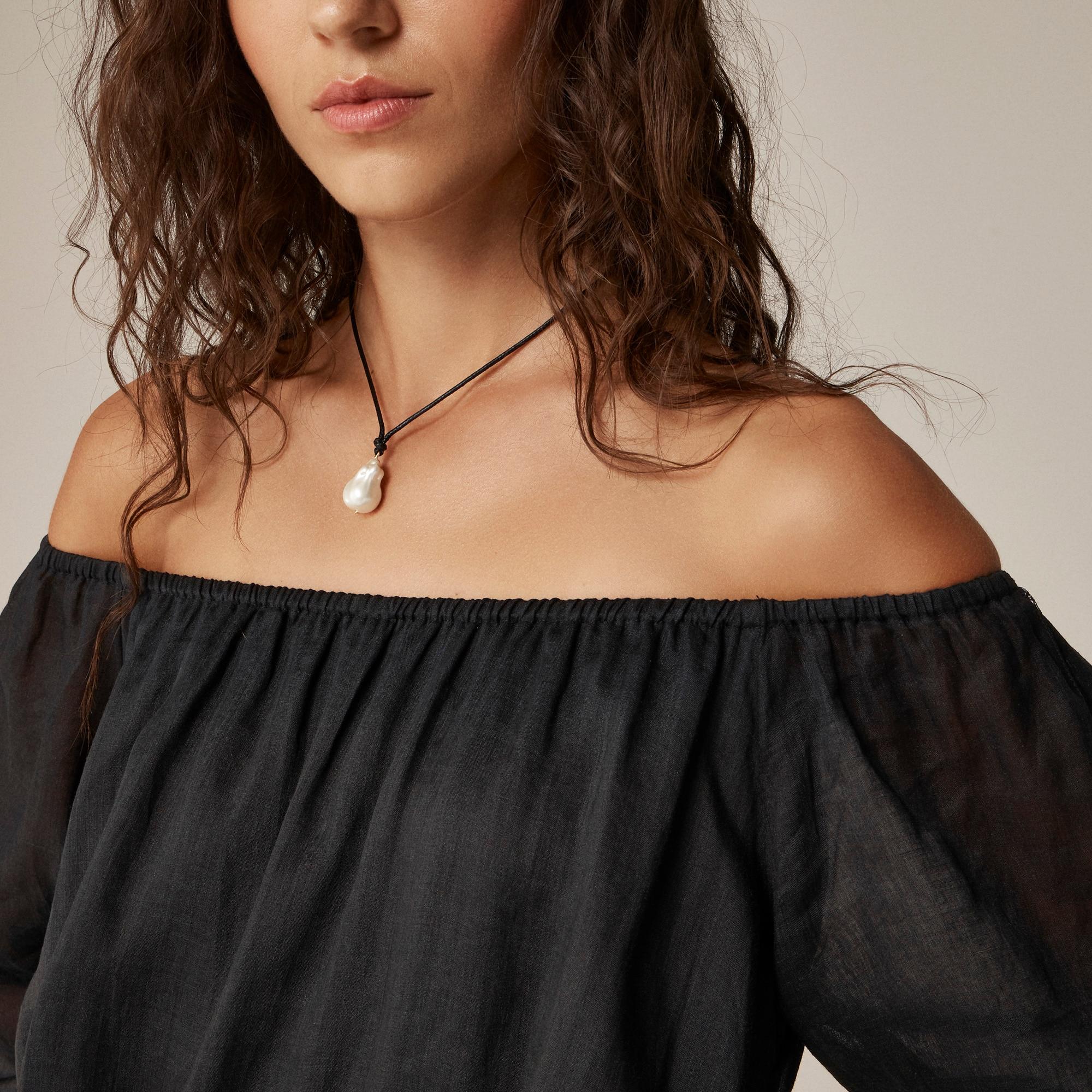 Gathered maxi dress in ramie Product Image