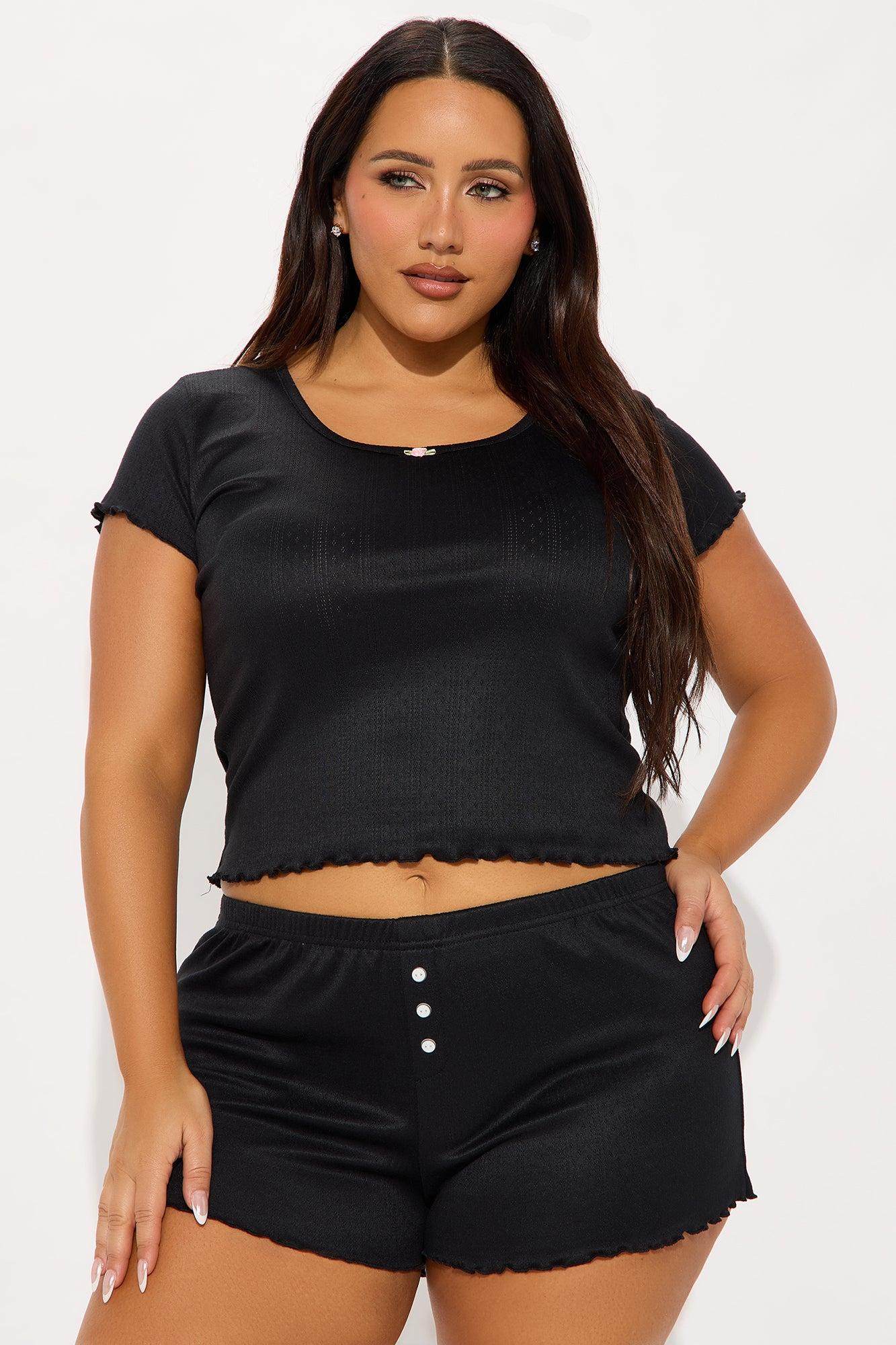 Stay Comfy Pointelle PJ Short Set - Black Product Image