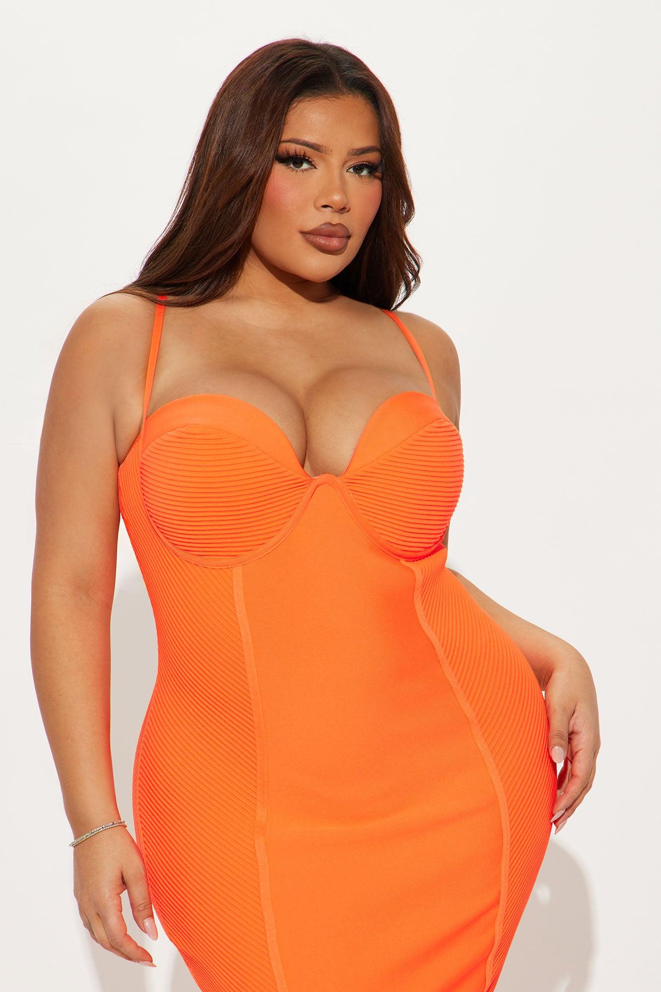 Speak The Truth Bandage Midi Dress - Orange Product Image