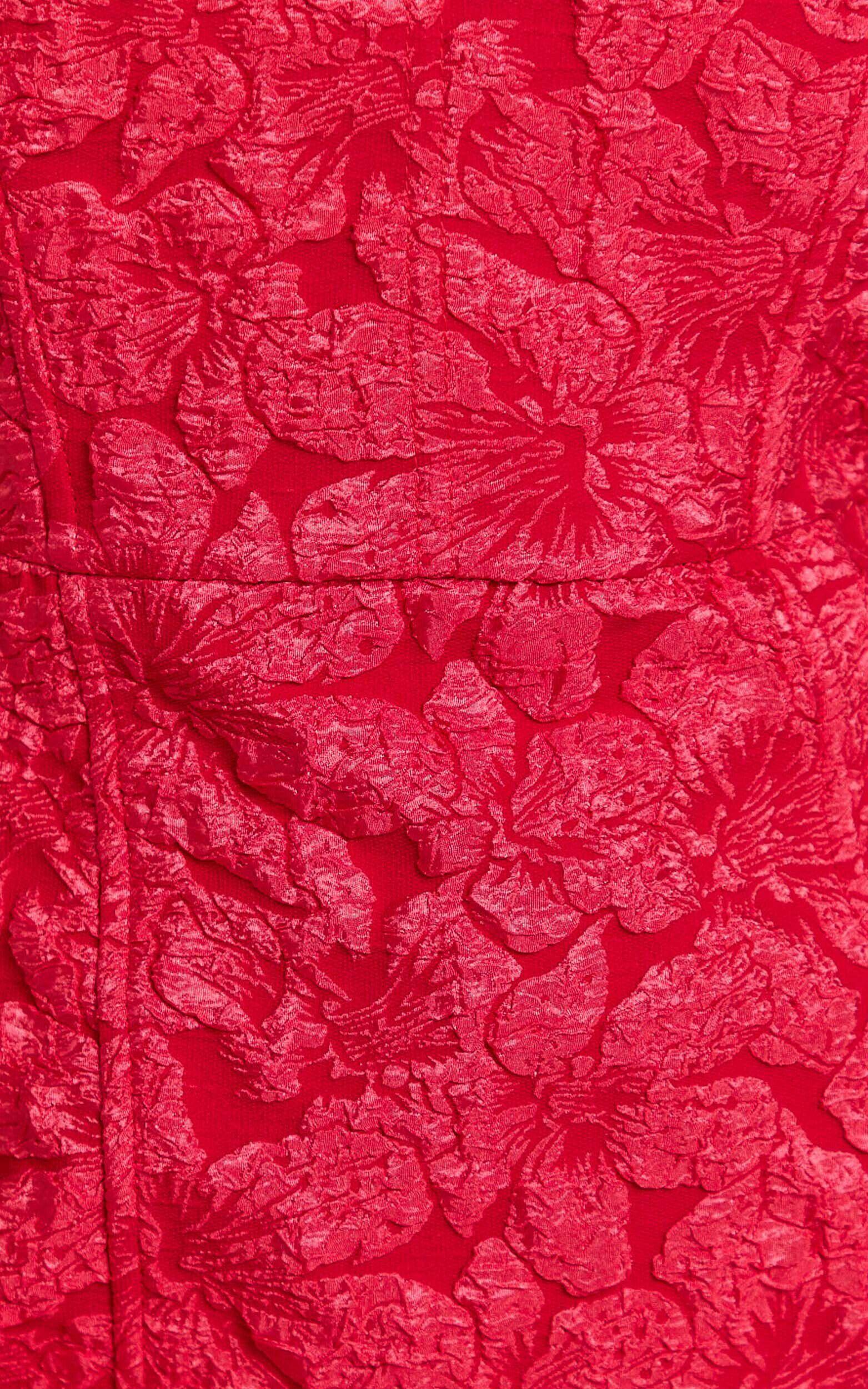 Brailey Mini Dress - Strapless Dress in Red Jacquard Product Image