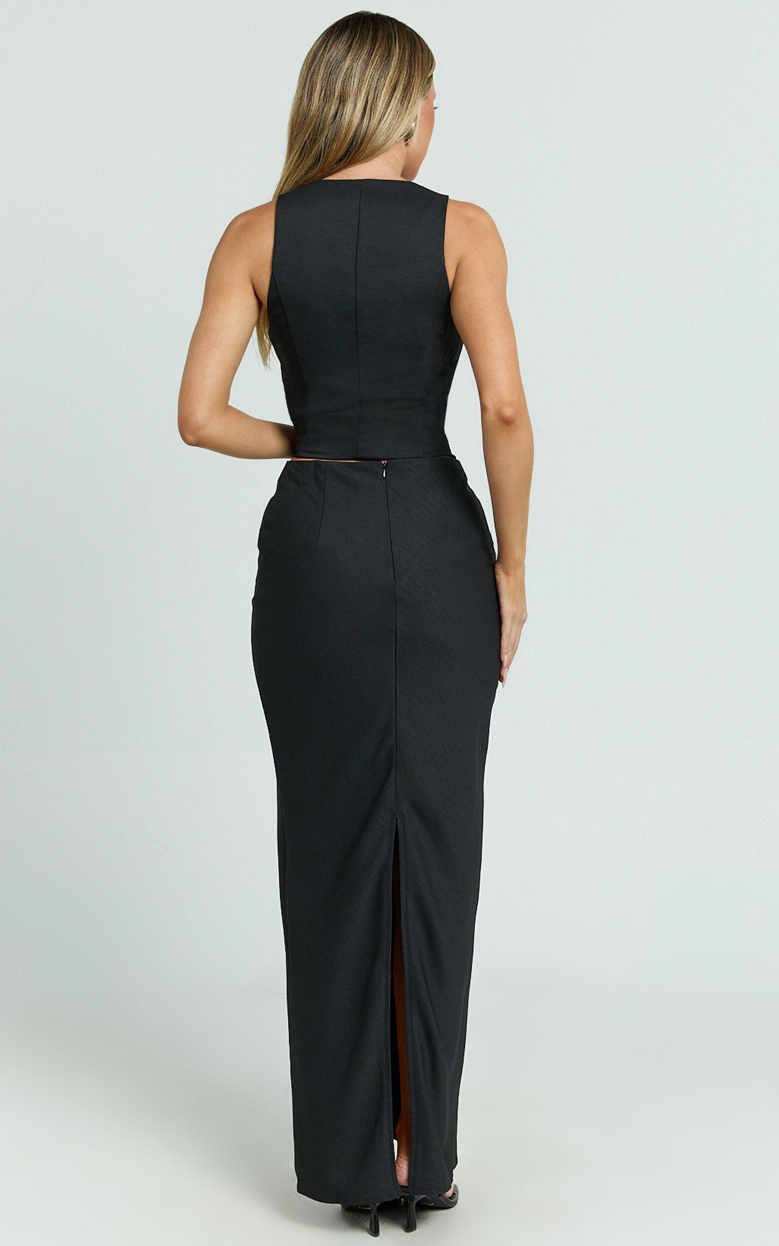 Romeo Maxi Skirt - Low Waist Bias Cut Maxi Skirt in Black Product Image