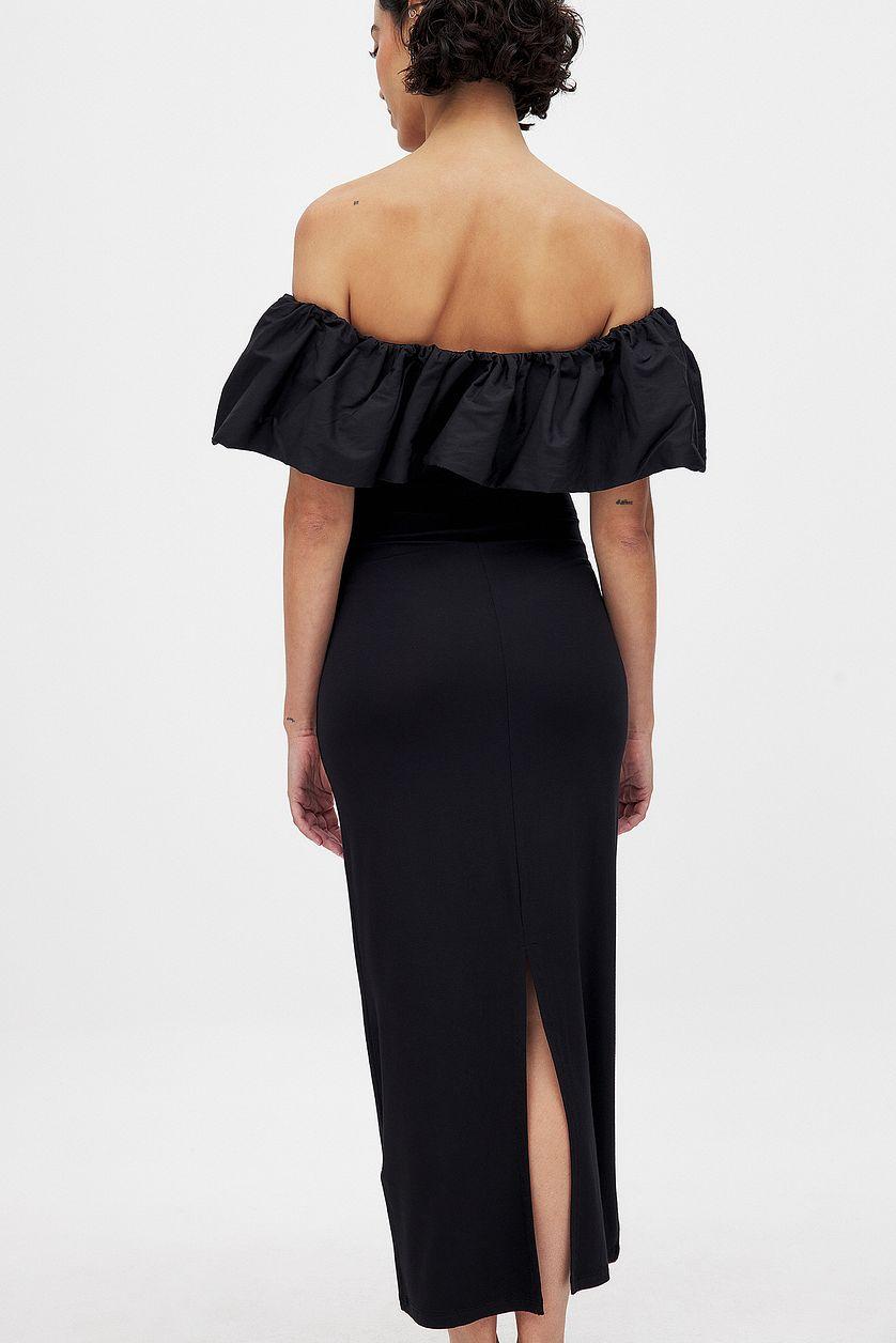 Puff Off Shoulder Midi Dress Product Image