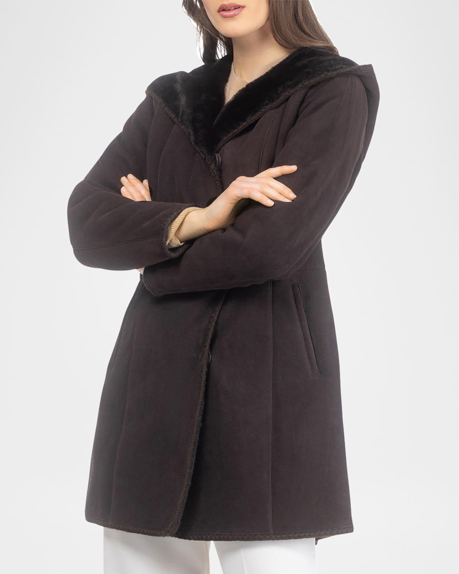 Merino Shearling Lamb Parka With Emboidered Trim Product Image