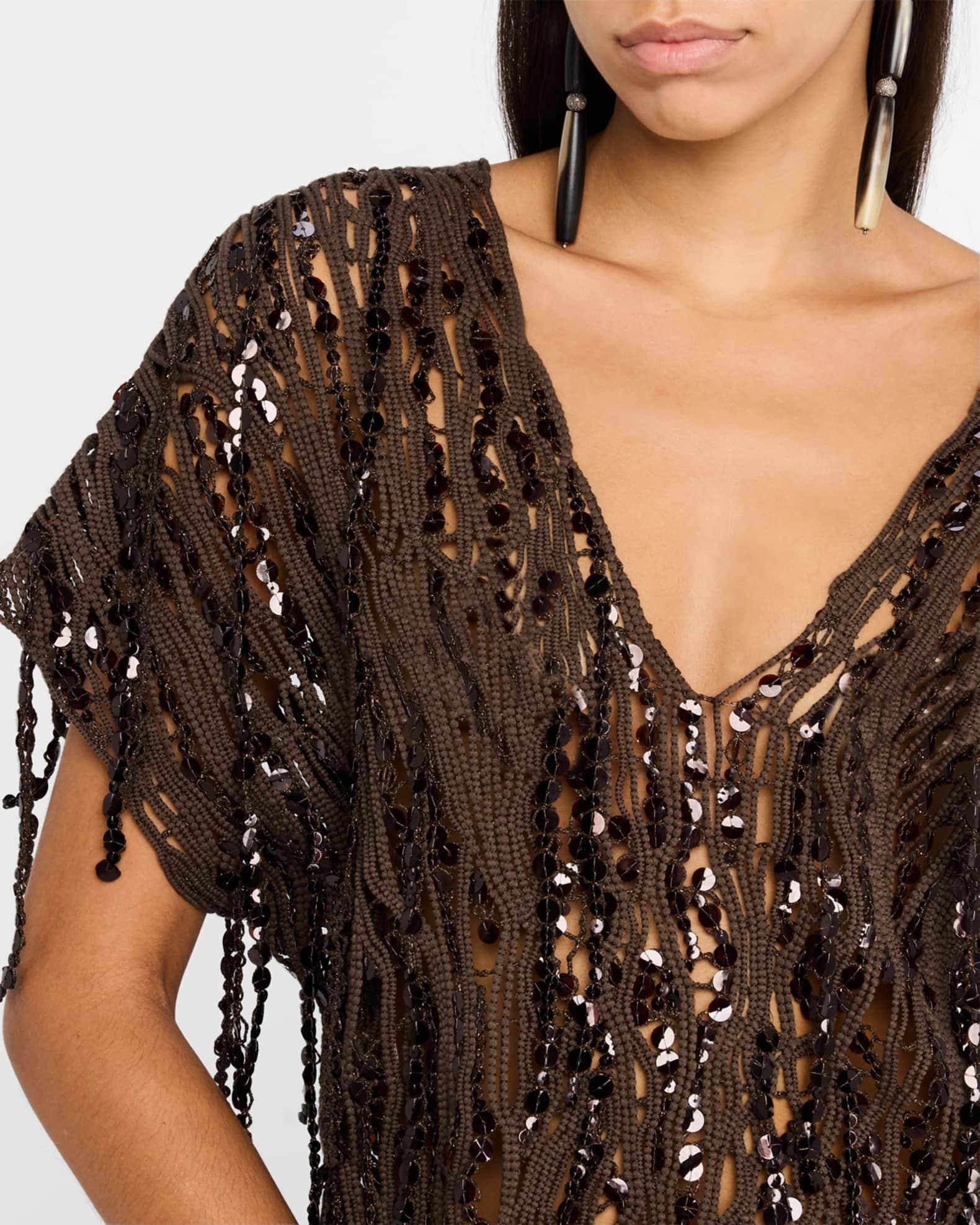 Sequin Macrame Embroidered V-Neck Sweater Product Image
