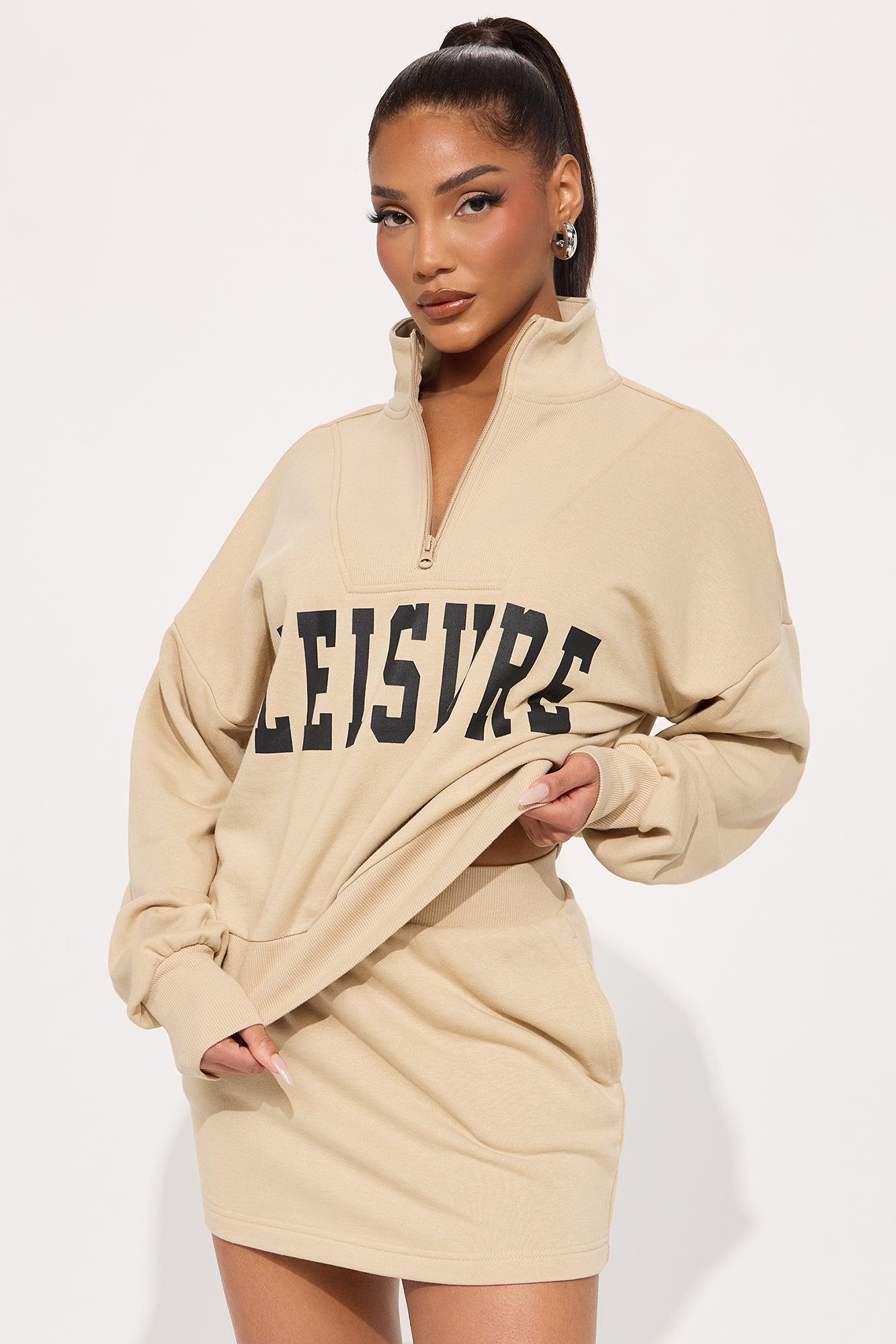 In A Leisure Mood Skirt Set - Taupe Product Image