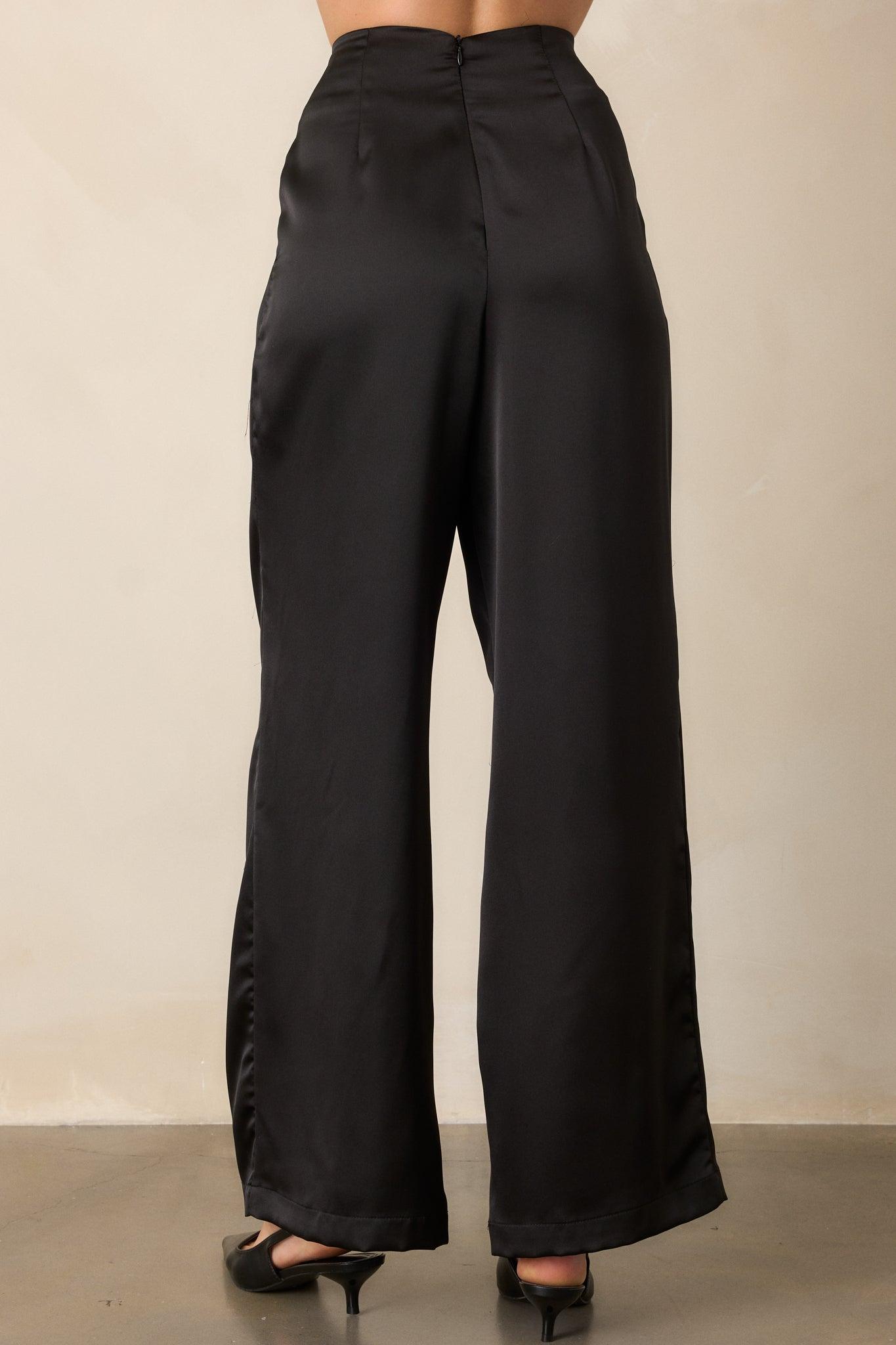 Gotta Love It Black Satin Wide Leg Pants Product Image