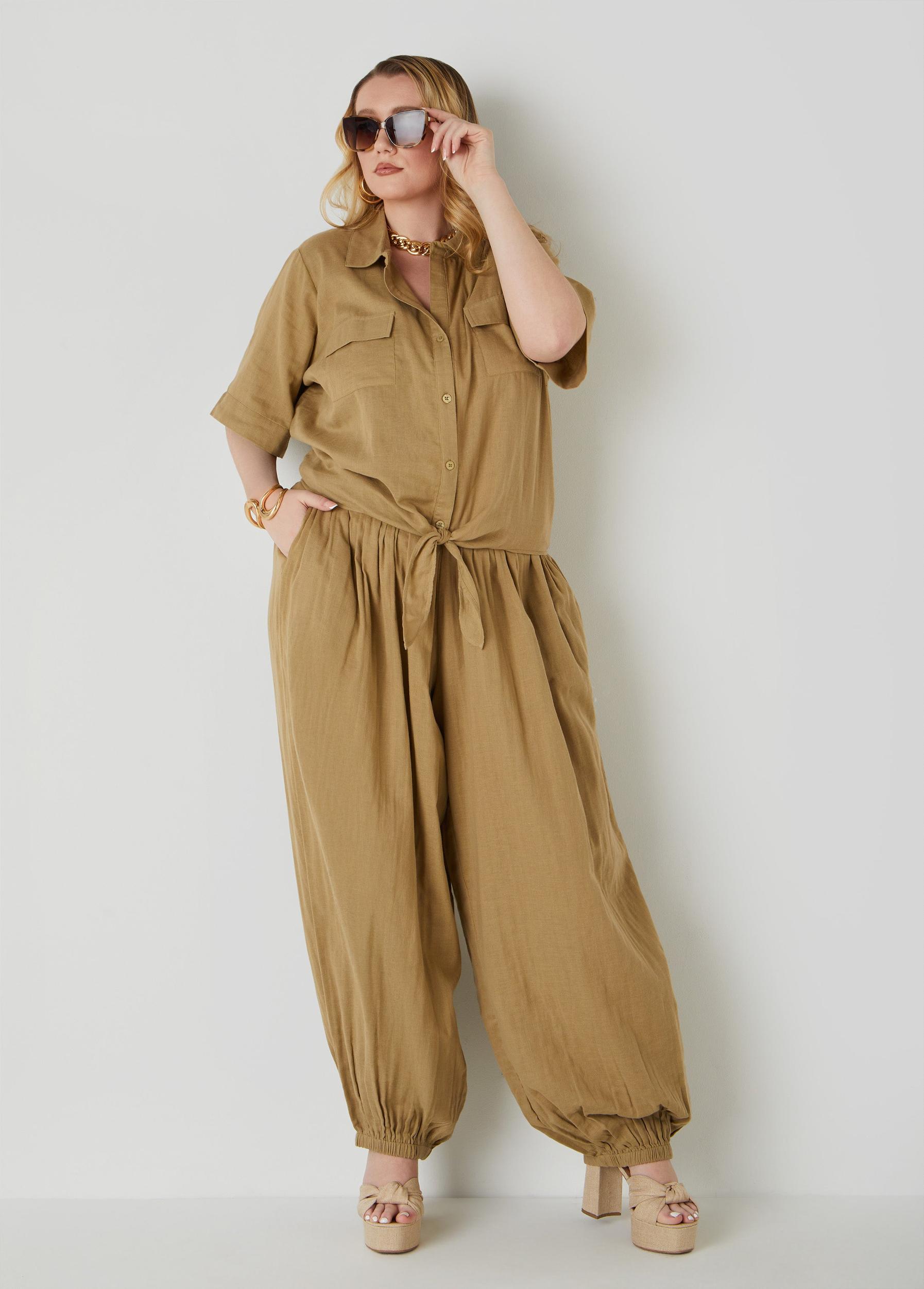 High Waist Cotton Harem Pants Product Image