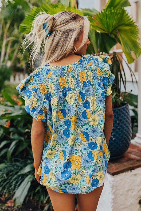Floral Galore Shift Top In Blue Product Image
