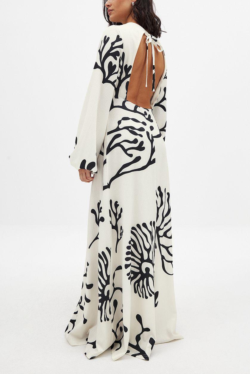 Balloon Sleeve Open Back Maxi Dress Product Image