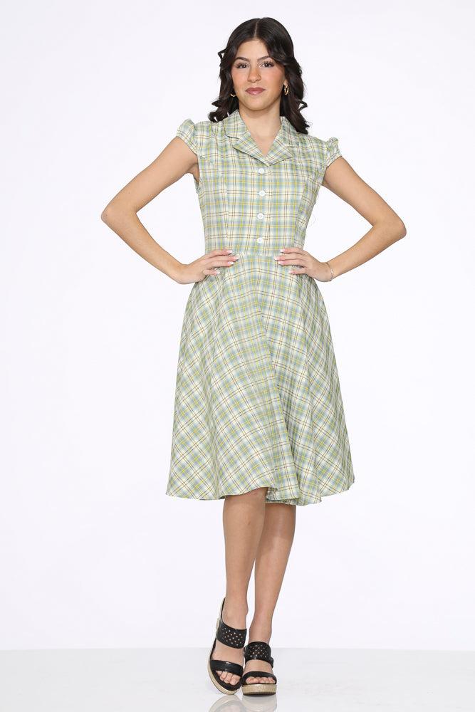 Green Plaid Swing Dress Product Image