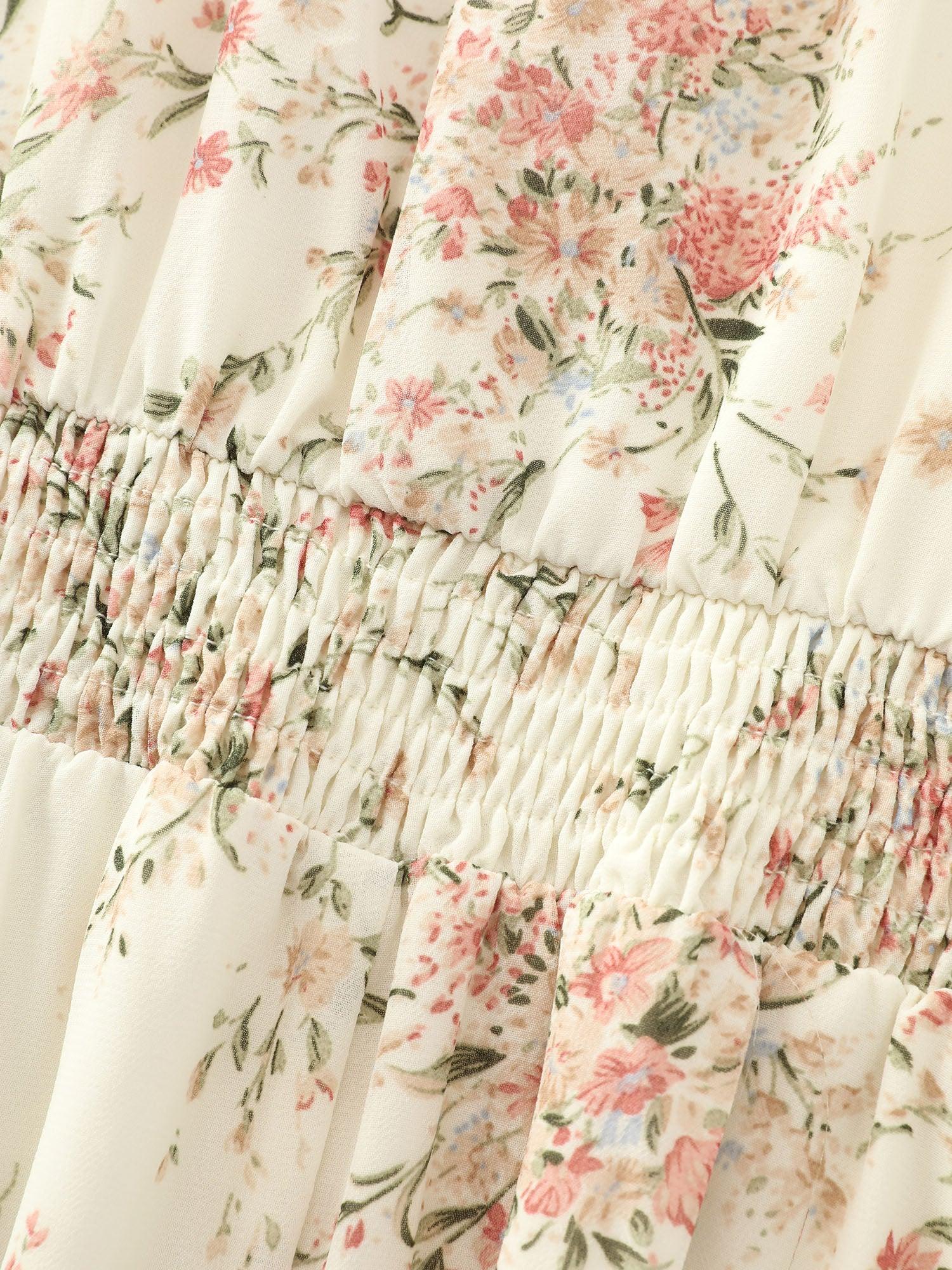 Floral Mix Halter Neckline Shirred Maxi Dress Female Product Image