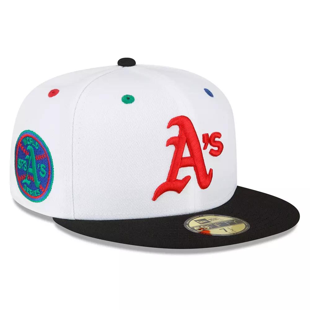 Men's New Era White/Black Oakland Athletics 1973 World Series Primary Eye 59FIFTY Fitted Hat,  Product Image
