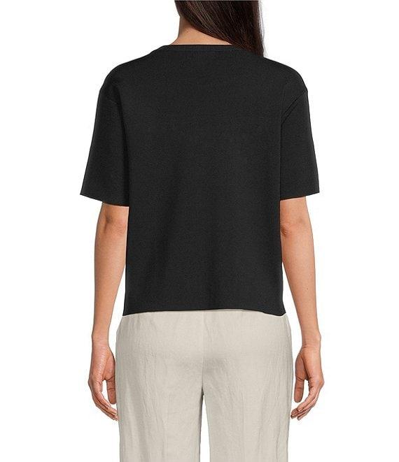 KARL LAGERFELD PARIS Knit Amour Crew Neck Short Sleeve Top Product Image