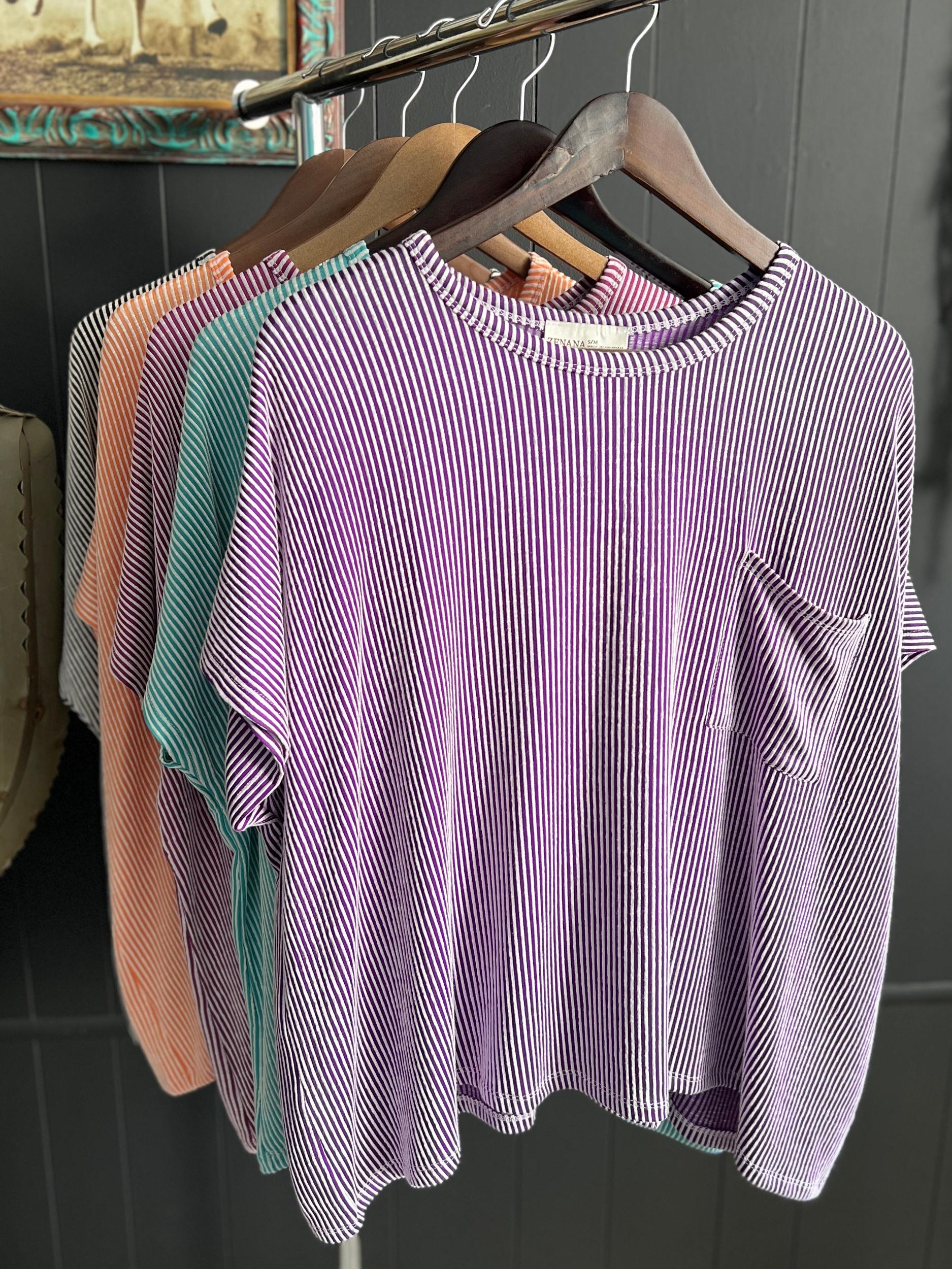 Corded Rib Oversized Short Sleeve Top - 5 Colors* Product Image