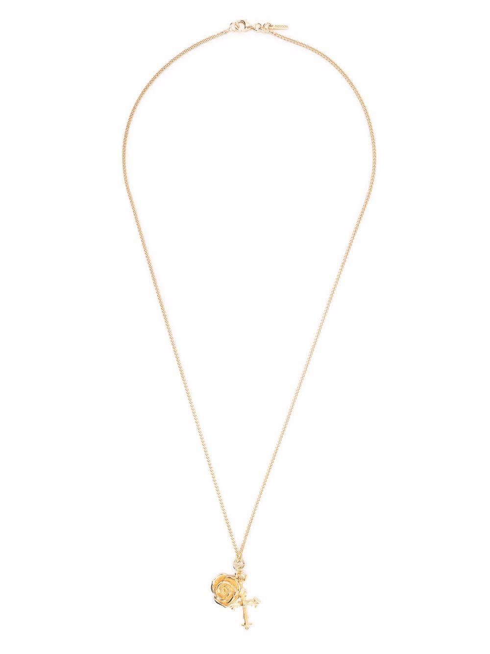 rose and cross pendant necklace Product Image