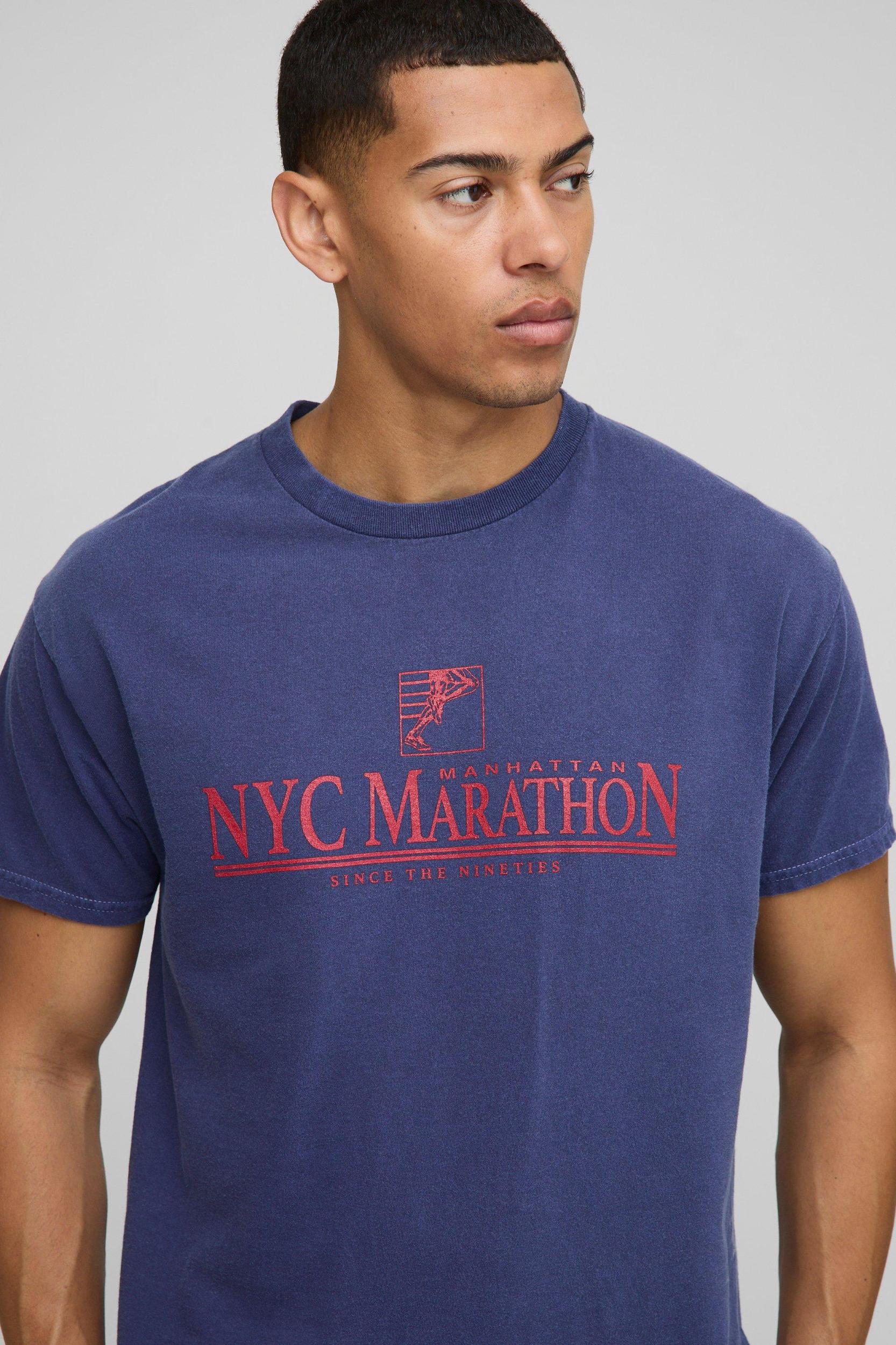 Oversized Washed Marathon T-Shirt And Short Set | boohooMAN USA Product Image