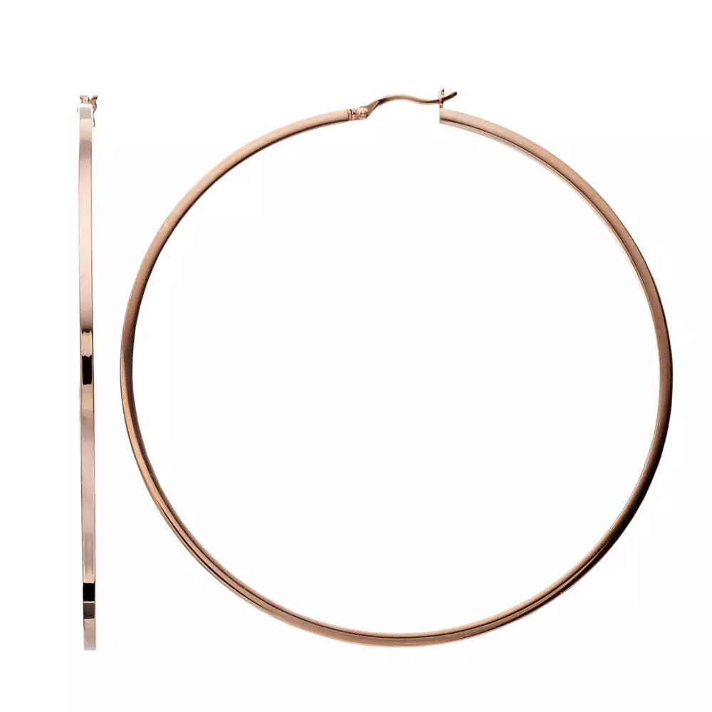 14k Rose Gold Vermeil Polished 80 mm Hoop Earrings, Women's Product Image