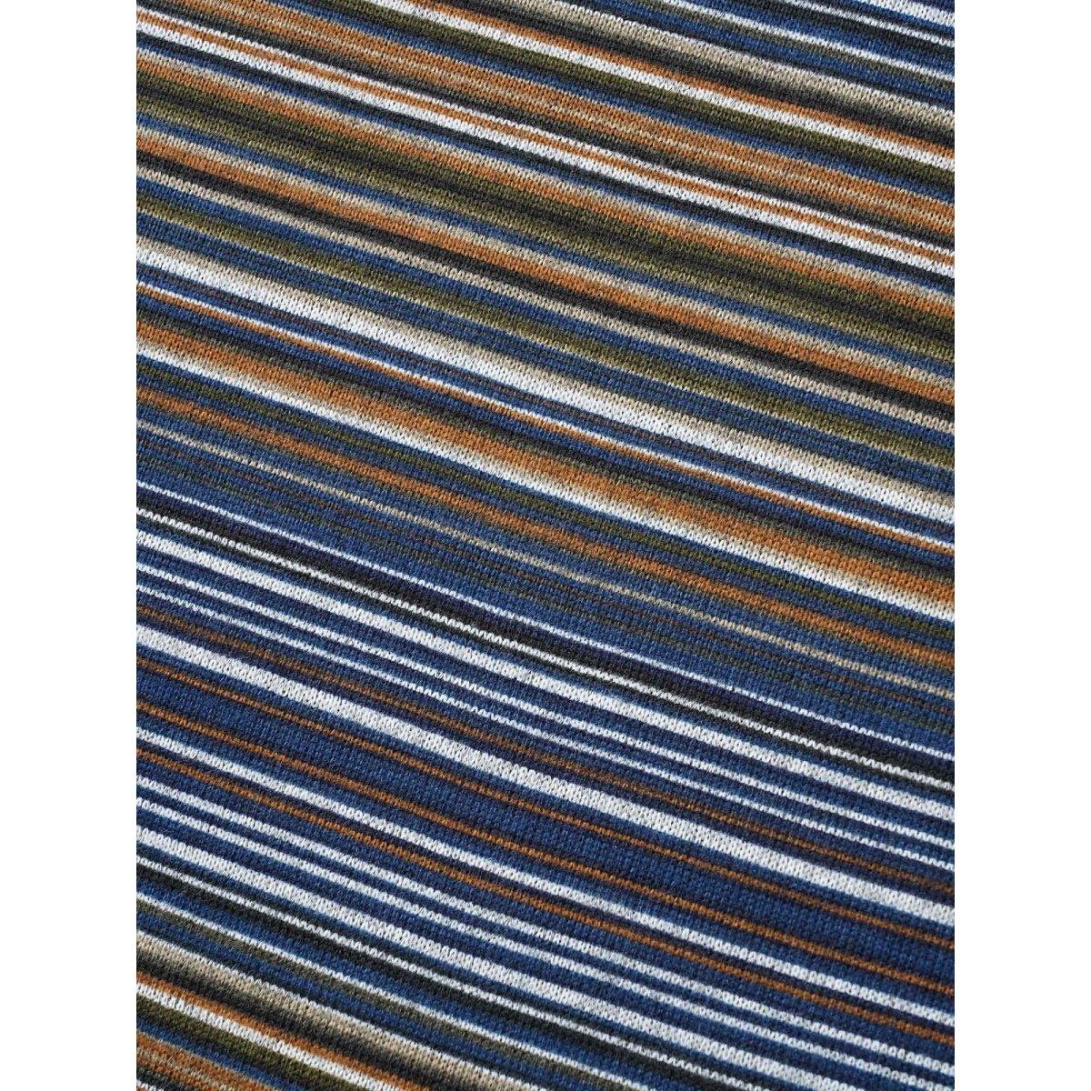 Plus Size V Neck Multi-Color Stripes Slim-Fit T-Shirt Indigo Women Casual Button Asymmetrical Neck Everyday T-shirts BloomChic 14-16/1X Product Image