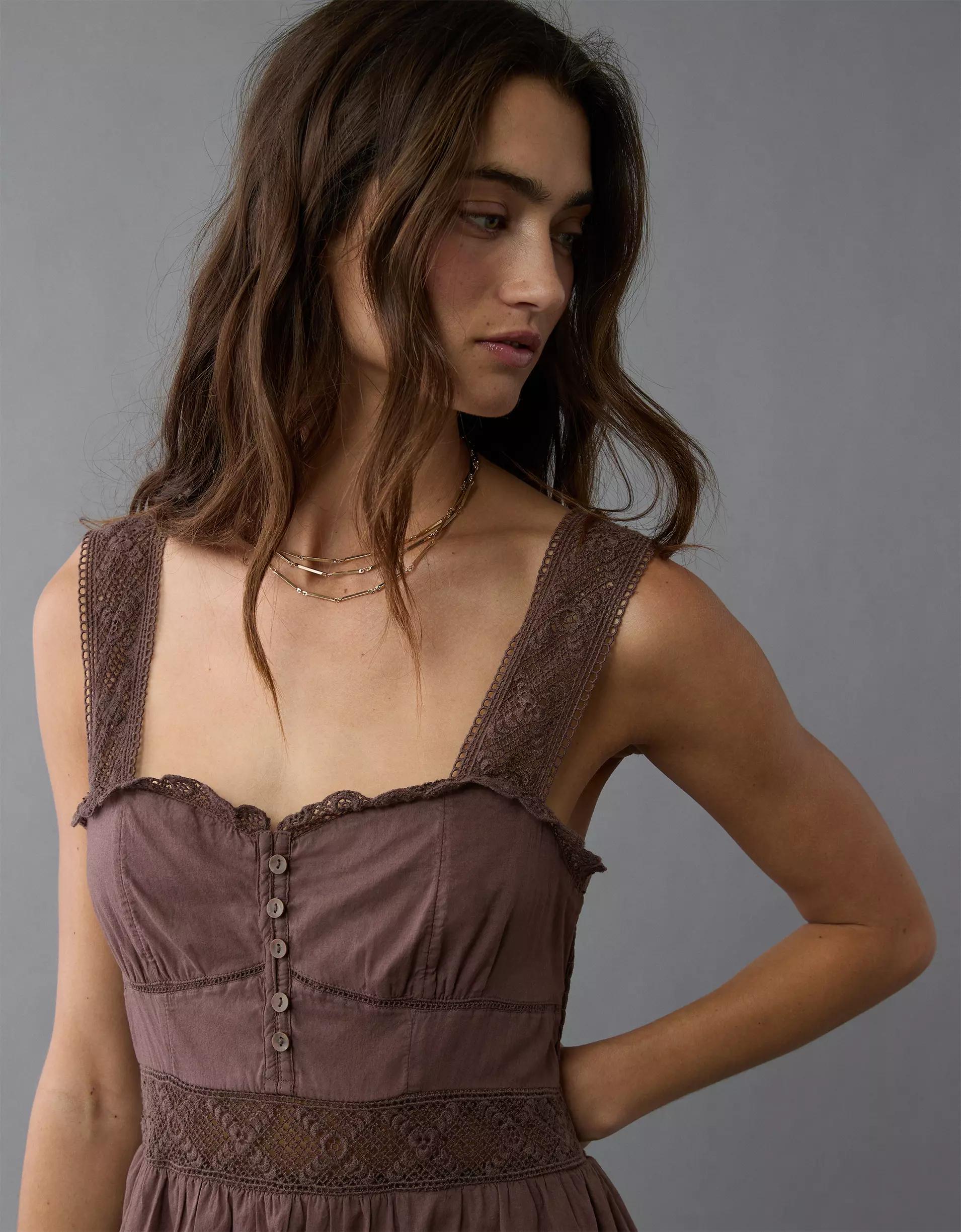 AE Catie Corset Crochet Midi Dress Product Image