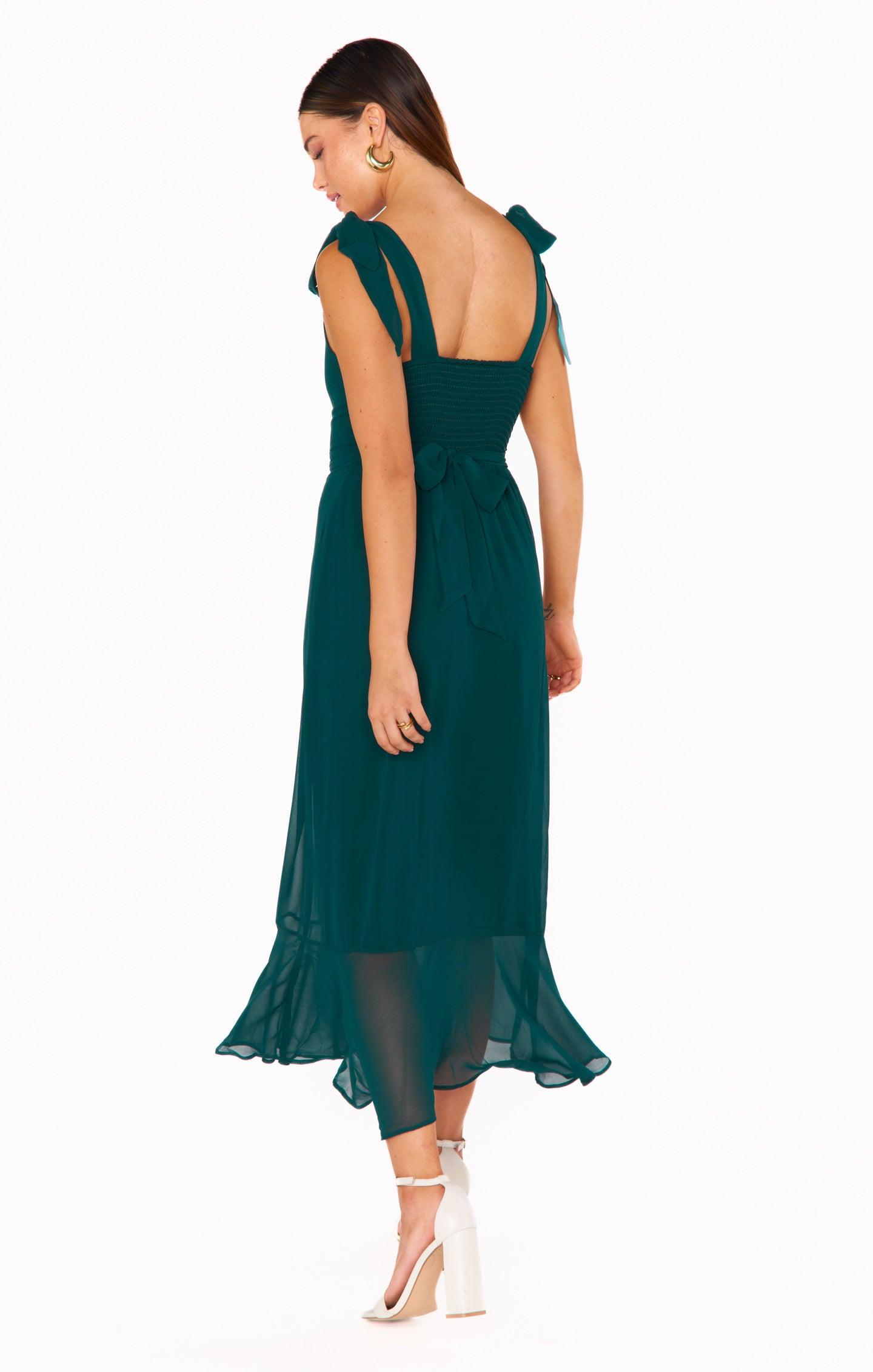 Claire Midi Dress ~ Emerald Chiffon Product Image